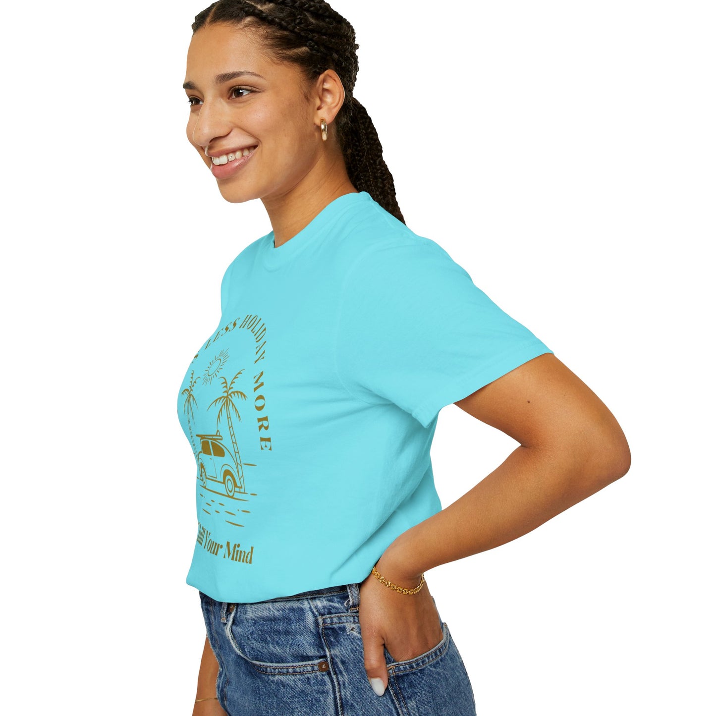 Chill Your Mind Garment-Dyed T-Shirt, Relaxed Summer Vibe Tee, Stress Less Holiday Shirt, Casual Travel Top, Gift for Beach Lovers