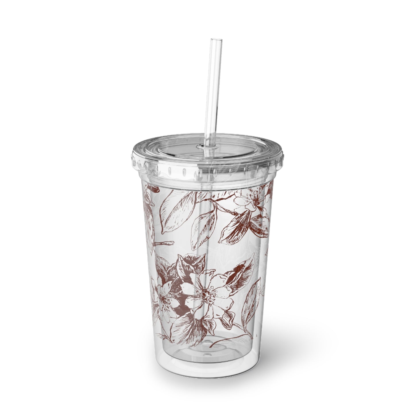 Floral Acrylic Cup, Stylish Drinkware, Lightweight Travel Tumbler, Modern Cup for Home/Office, Unique Gift for Her