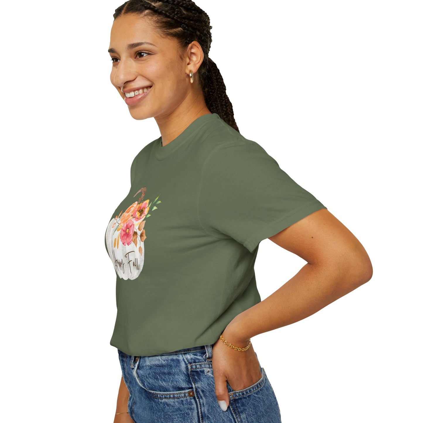 Happy Fall Pumpkin T-Shirt | Unisex Garment-Dyed Tee for Autumn, Thanksgiving, Fall Fashion, Pumpkin Lovers, Seasonal Style