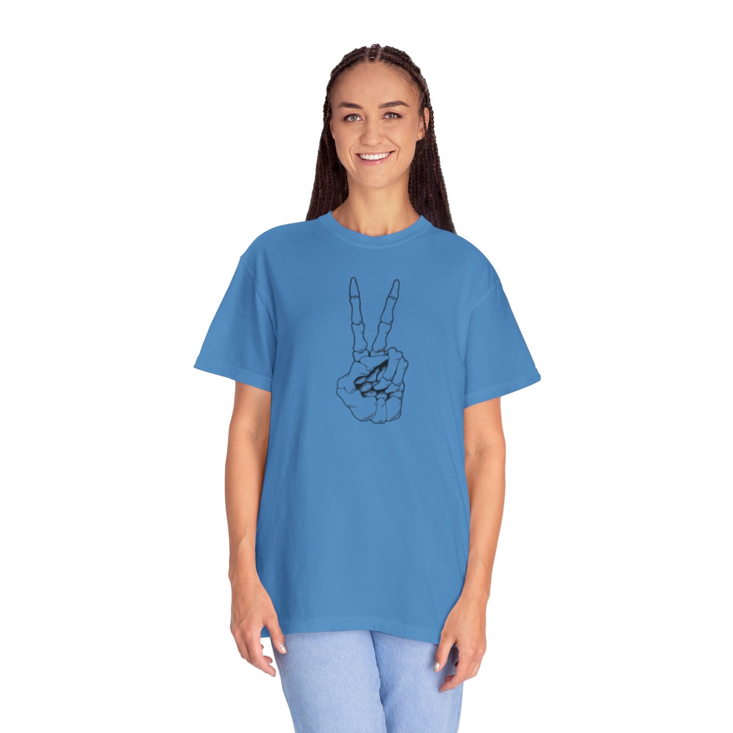 Peace To Death Unisex Garment-Dyed T-Shirt, Soft Graphic Tee for Casual Wear, Perfect for Earth Day, Music Festivals, and Relaxed Outings