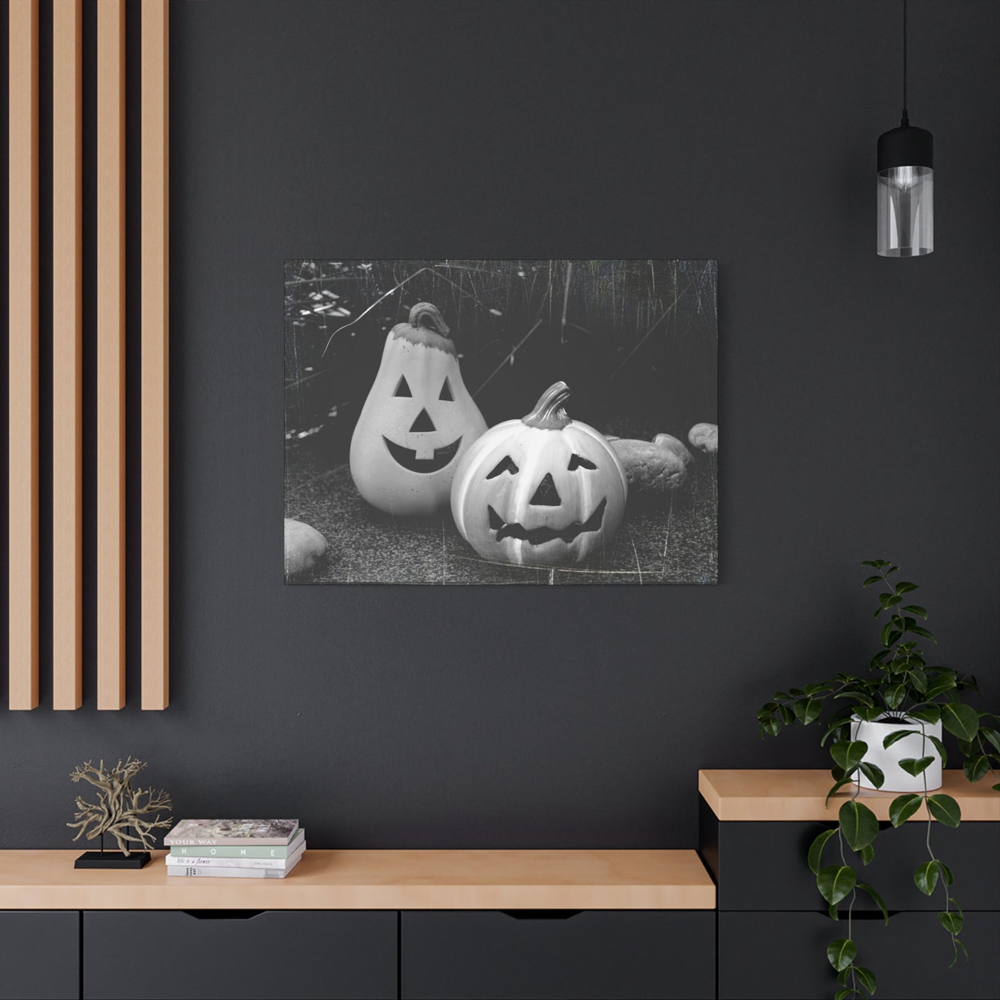 Halloween Pumpkin Canvas Wall Art, Spooky Home Decor, Fall Decoration, Autumn Art, Halloween Gift