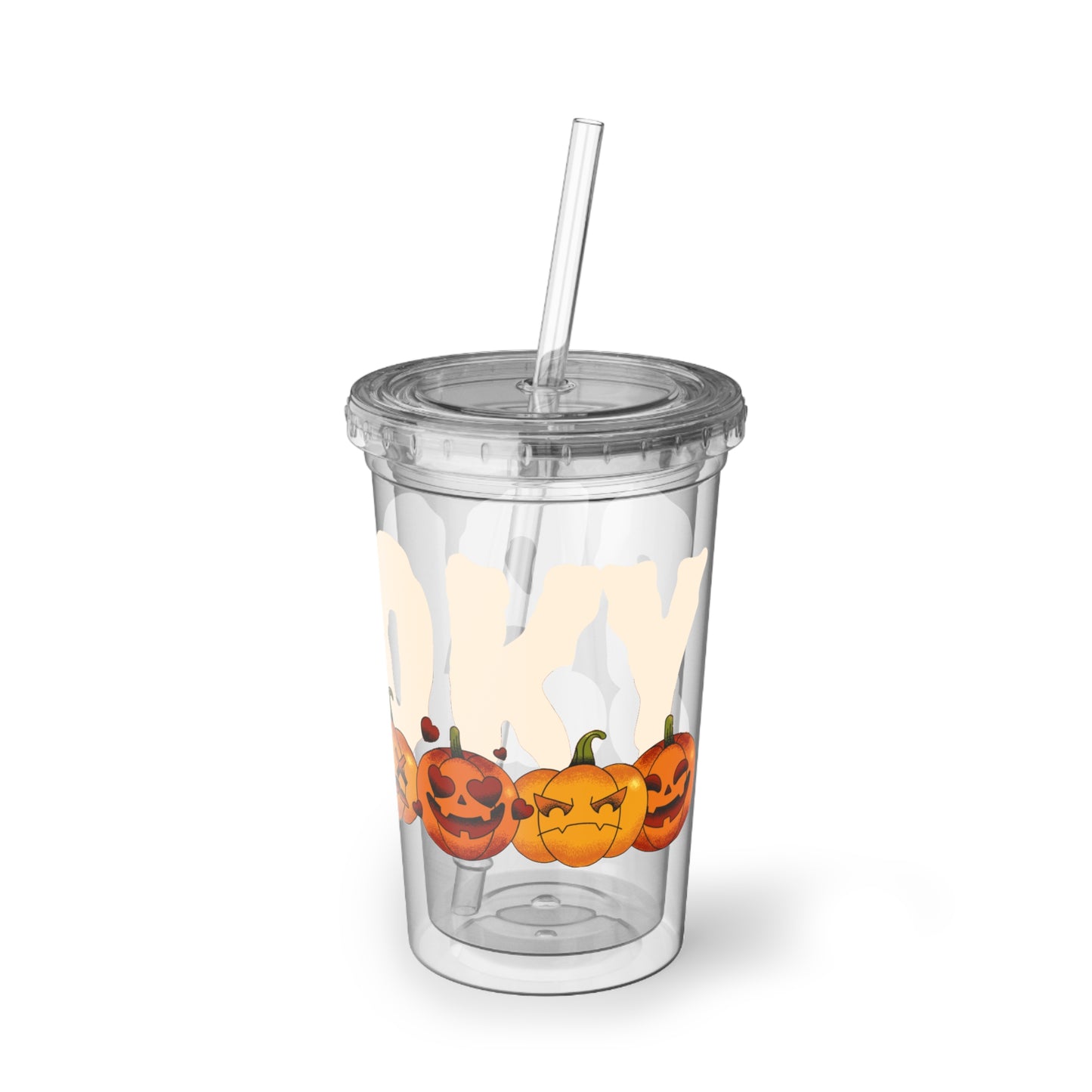 Halloween Pumpkin Acrylic Cup, Spooky Drinkware, Fall Decor, Holiday Gift, Reusable Tumbler with Straw, Autumn Bash Essential