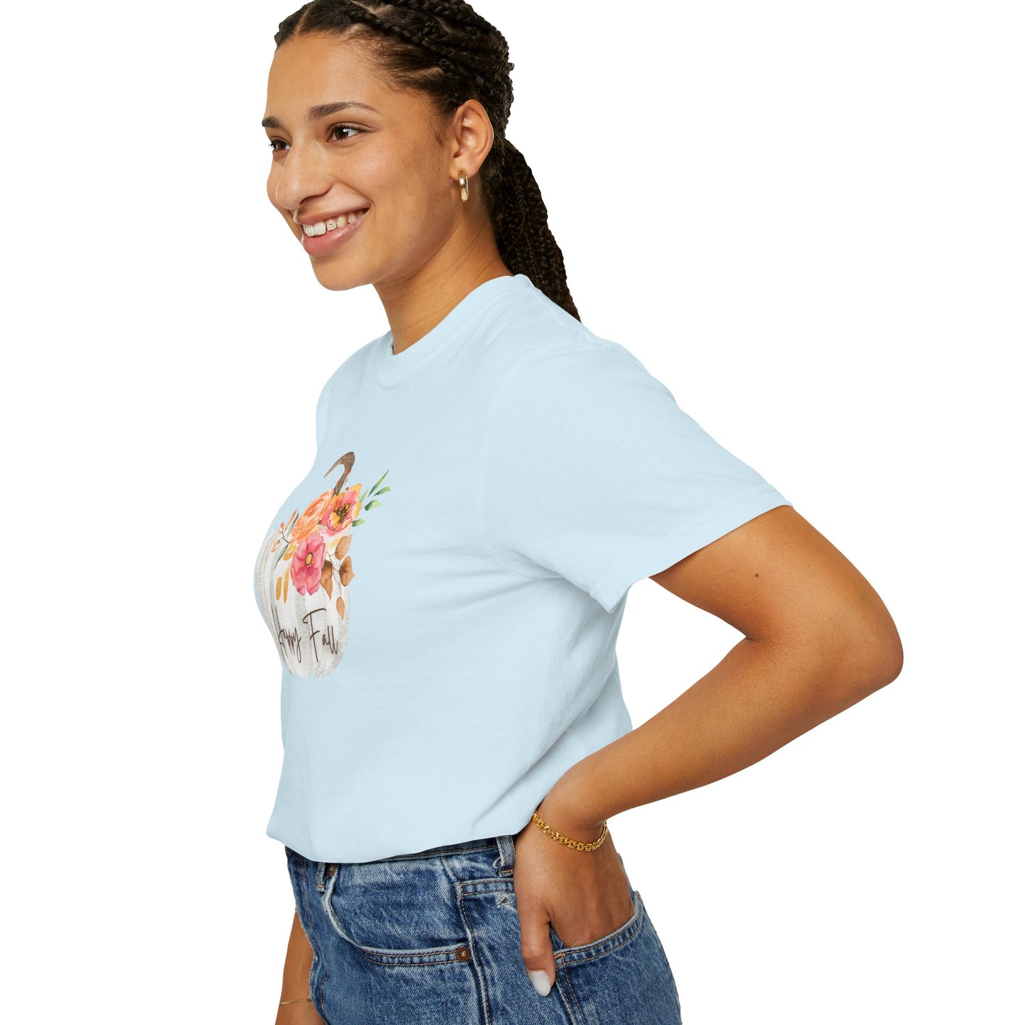 Happy Fall Pumpkin T-Shirt | Unisex Garment-Dyed Tee for Autumn, Thanksgiving, Fall Fashion, Pumpkin Lovers, Seasonal Style