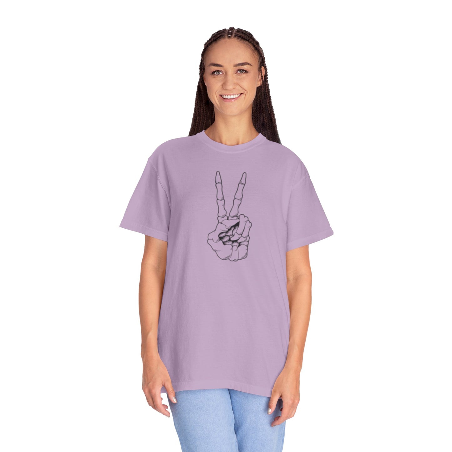 Peace To Death Unisex Garment-Dyed T-Shirt, Soft Graphic Tee for Casual Wear, Perfect for Earth Day, Music Festivals, and Relaxed Outings