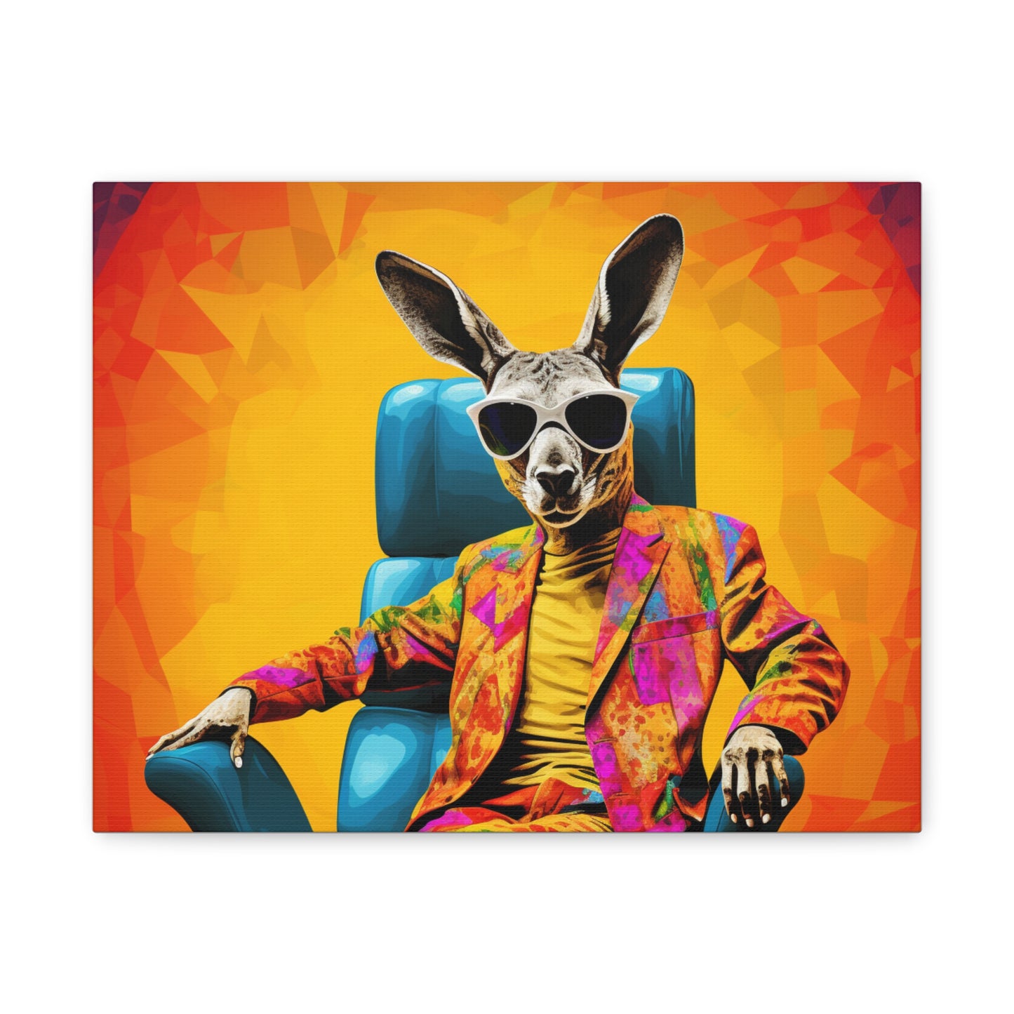 Colorful Kangaroo Wall Art - Retro Stretched Canvas