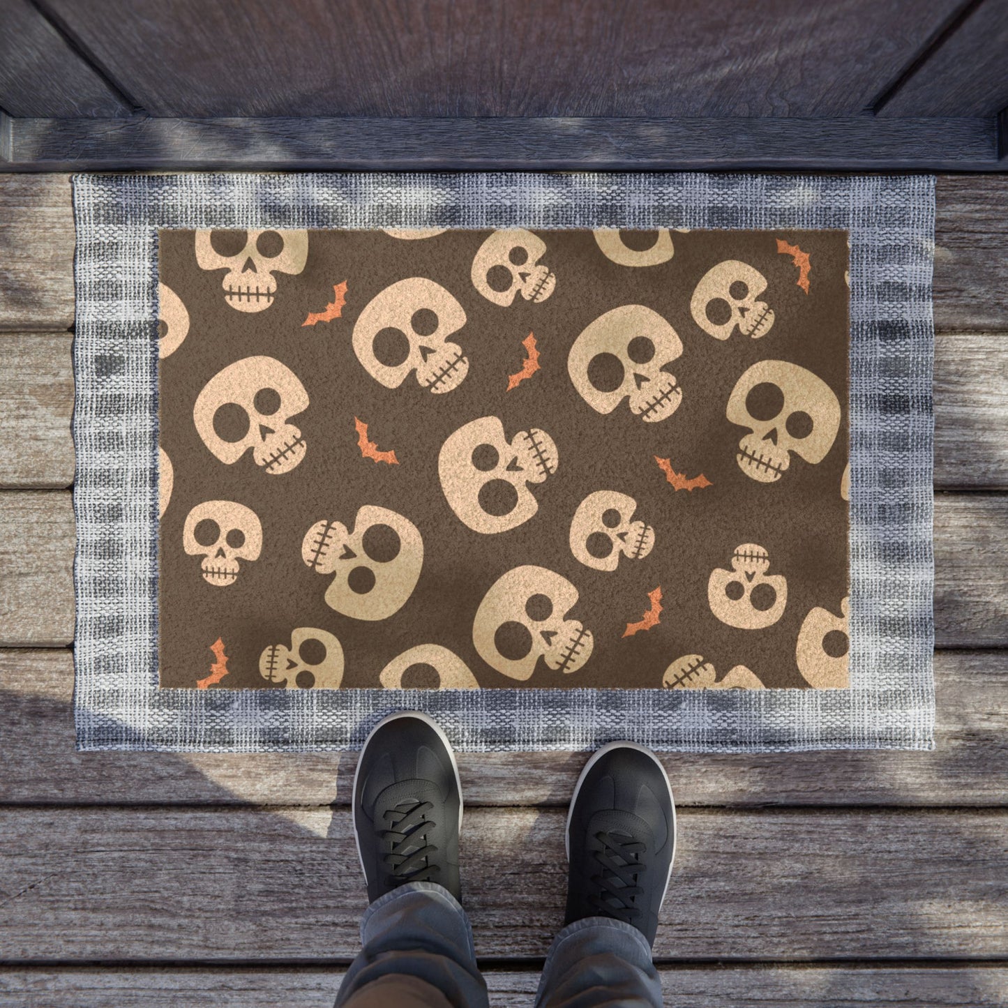 Spooky Skull Doormat | Halloween Decor, Front Porch Welcome Mat, Unique Gift, Gothic Home Accents, Seasonal Greeting