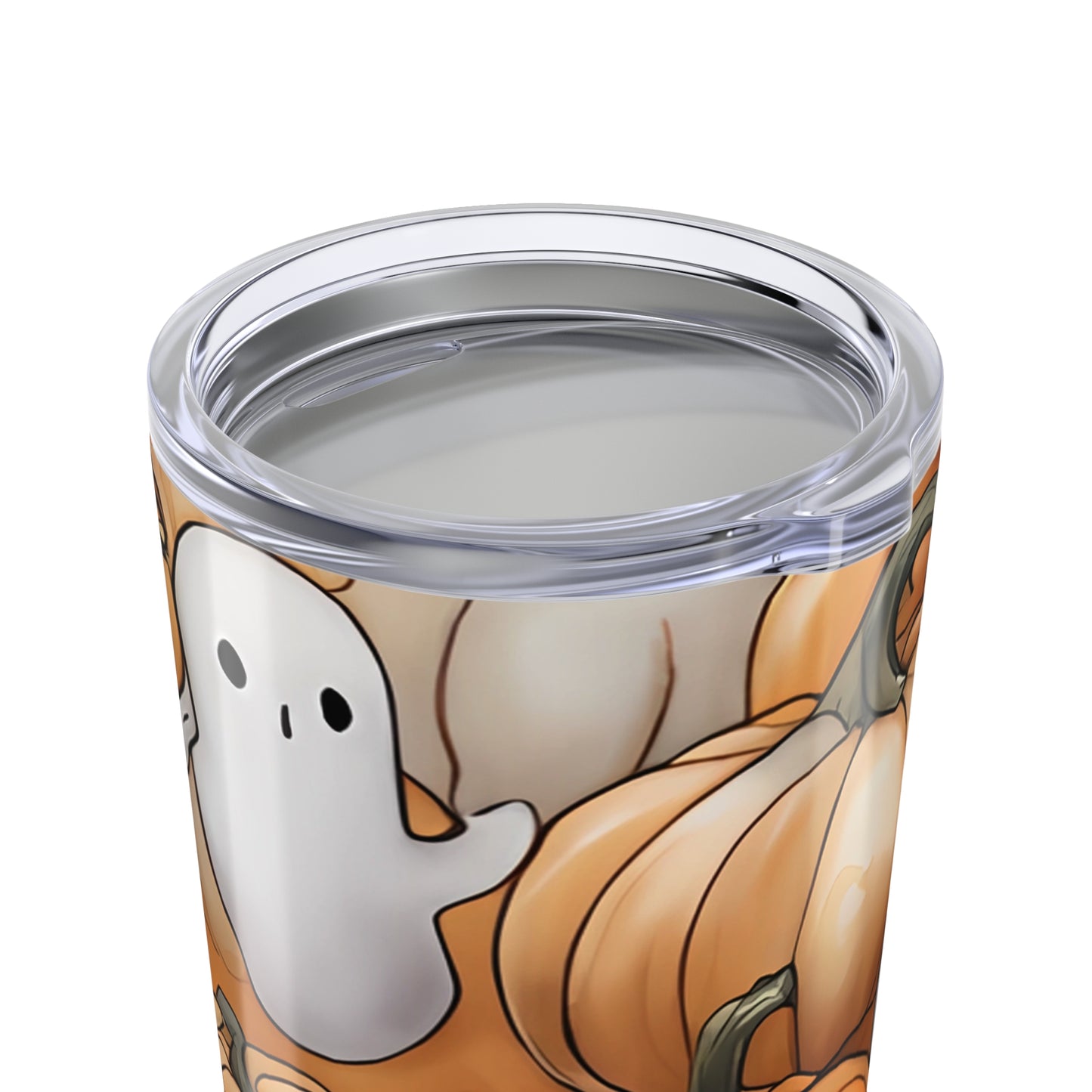 Halloween Ghost & Pumpkin Tumbler, Fall Coffee Travel Mug, Cute Halloween Decor, Gift for Ghost Lovers, Seasonal Drinkware
