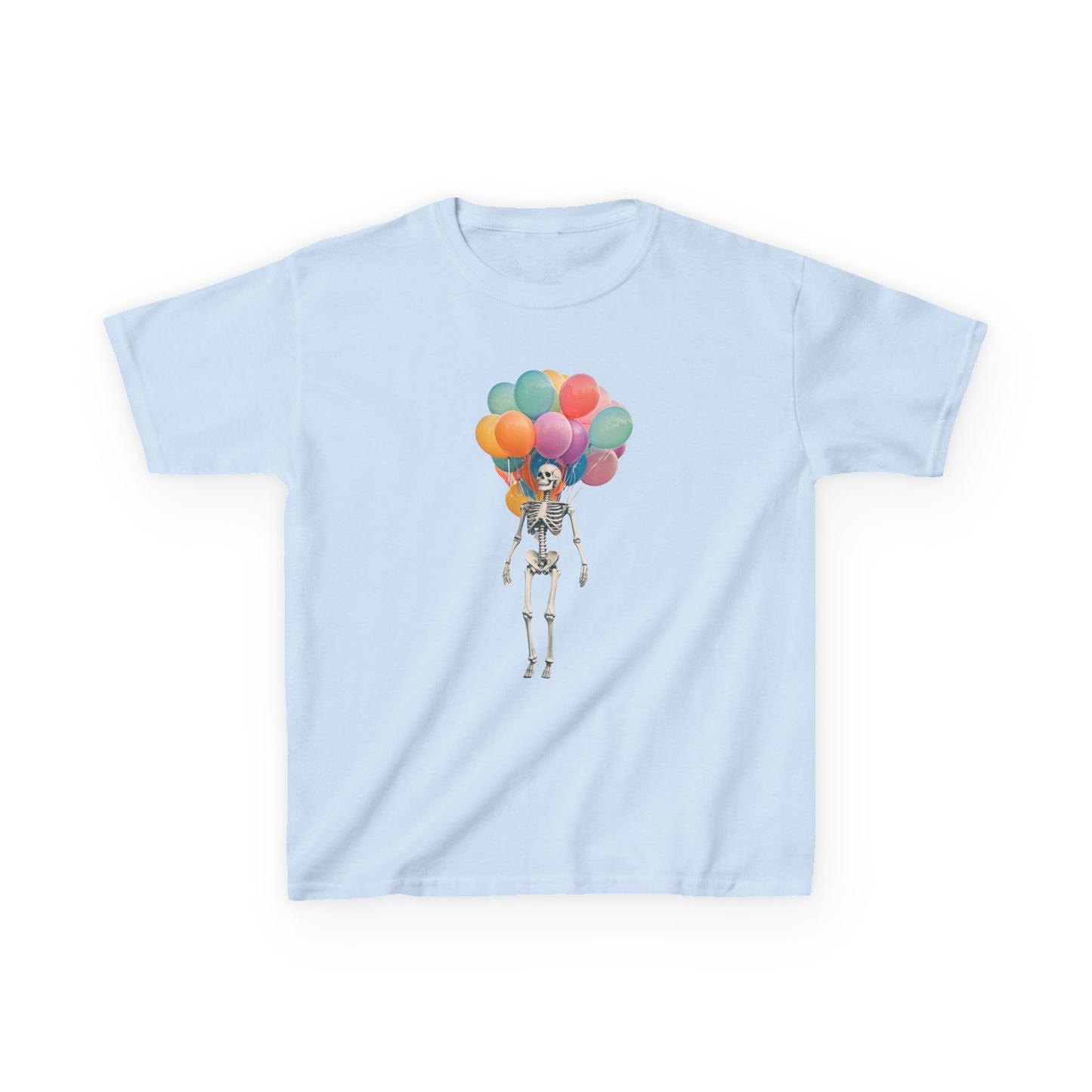 Kids Skeleton Balloon Tee - Fun Halloween Shirt, Birthday Gift, Unique Kids Tee, Playful Cotton Shirt, Holiday Apparel, Cute Skeleton Design