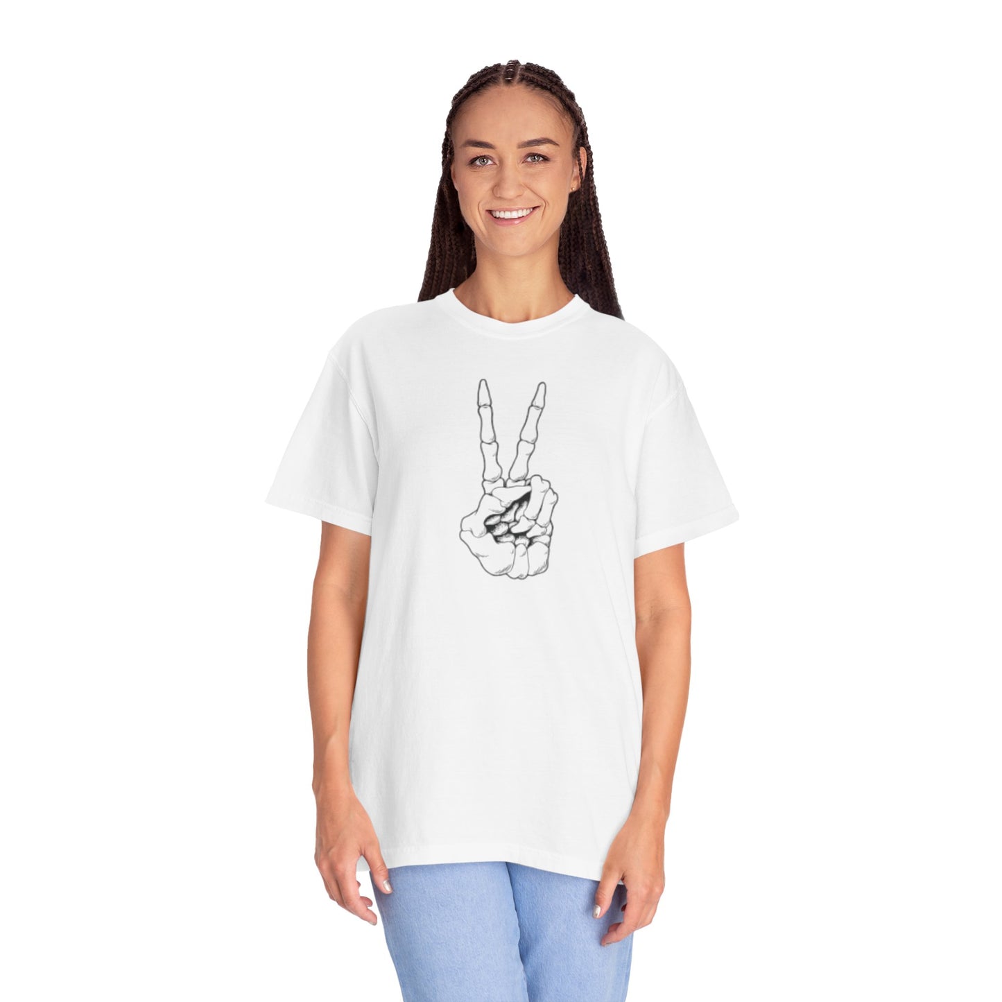 Peace To Death Unisex Garment-Dyed T-Shirt, Soft Graphic Tee for Casual Wear, Perfect for Earth Day, Music Festivals, and Relaxed Outings