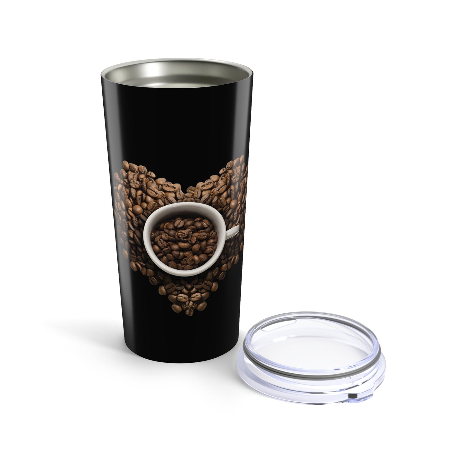 Coffee Lover's 20oz Tumbler - Heart-Shaped Design, Travel Mug, Gift for Her, Drinkware, Personalized Coffee Cup