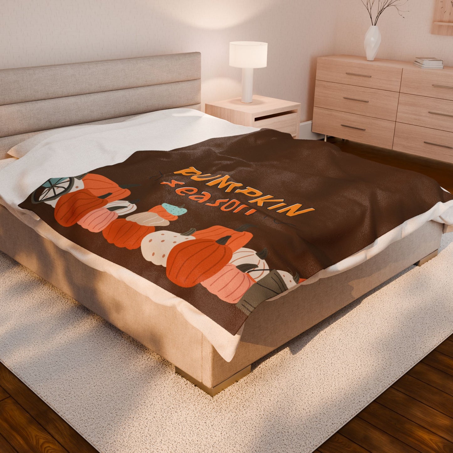 Cozy Pumpkin Season Plush Blanket | Fall Decor, Autumn Gift, Halloween Throw, Home Comfort, Seasonal Snuggles