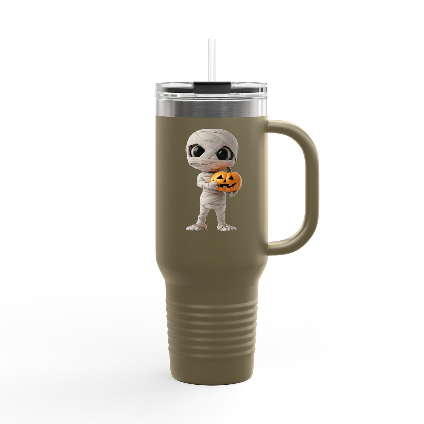 Halloween Mummy Pumpkin Insulated Travel Mug, 40oz | Whimsical Mummy Design, Perfect for Fall, Gifts, Trick-or-Treat, Coffee Lovers, Eco-Friendly