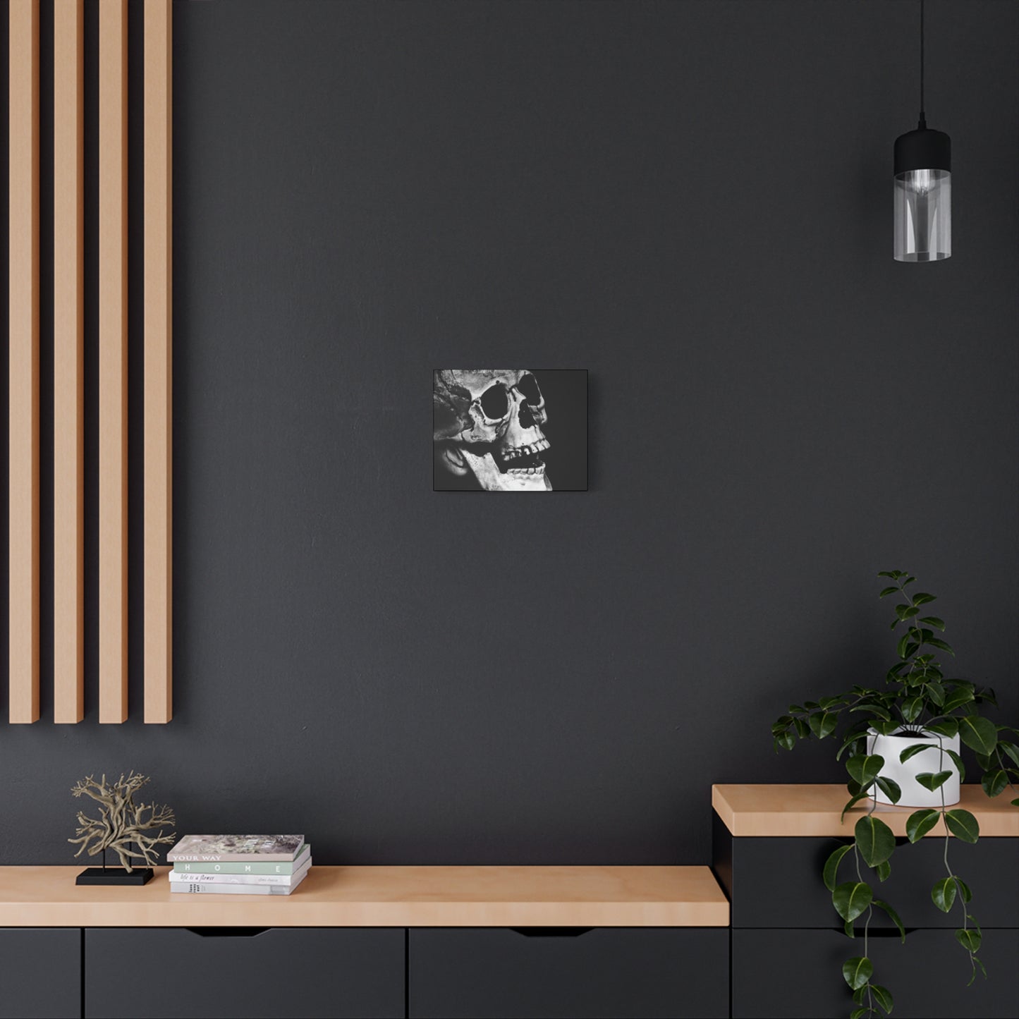 Black Skull Matte Canvas Art, Gothic Wall Decor, Halloween Decoration, Unique Home Aesthetic, Edgy Interior Design