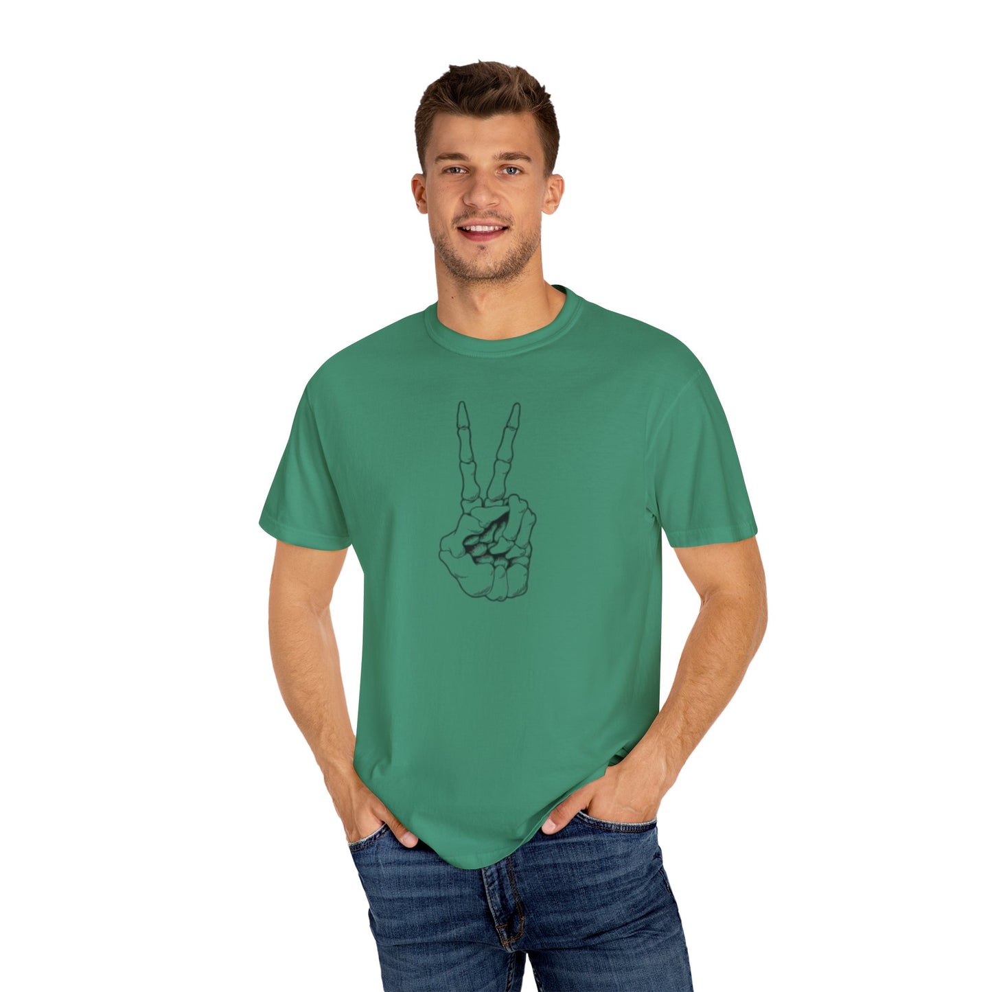 Peace To Death Unisex Garment-Dyed T-Shirt, Soft Graphic Tee for Casual Wear, Perfect for Earth Day, Music Festivals, and Relaxed Outings
