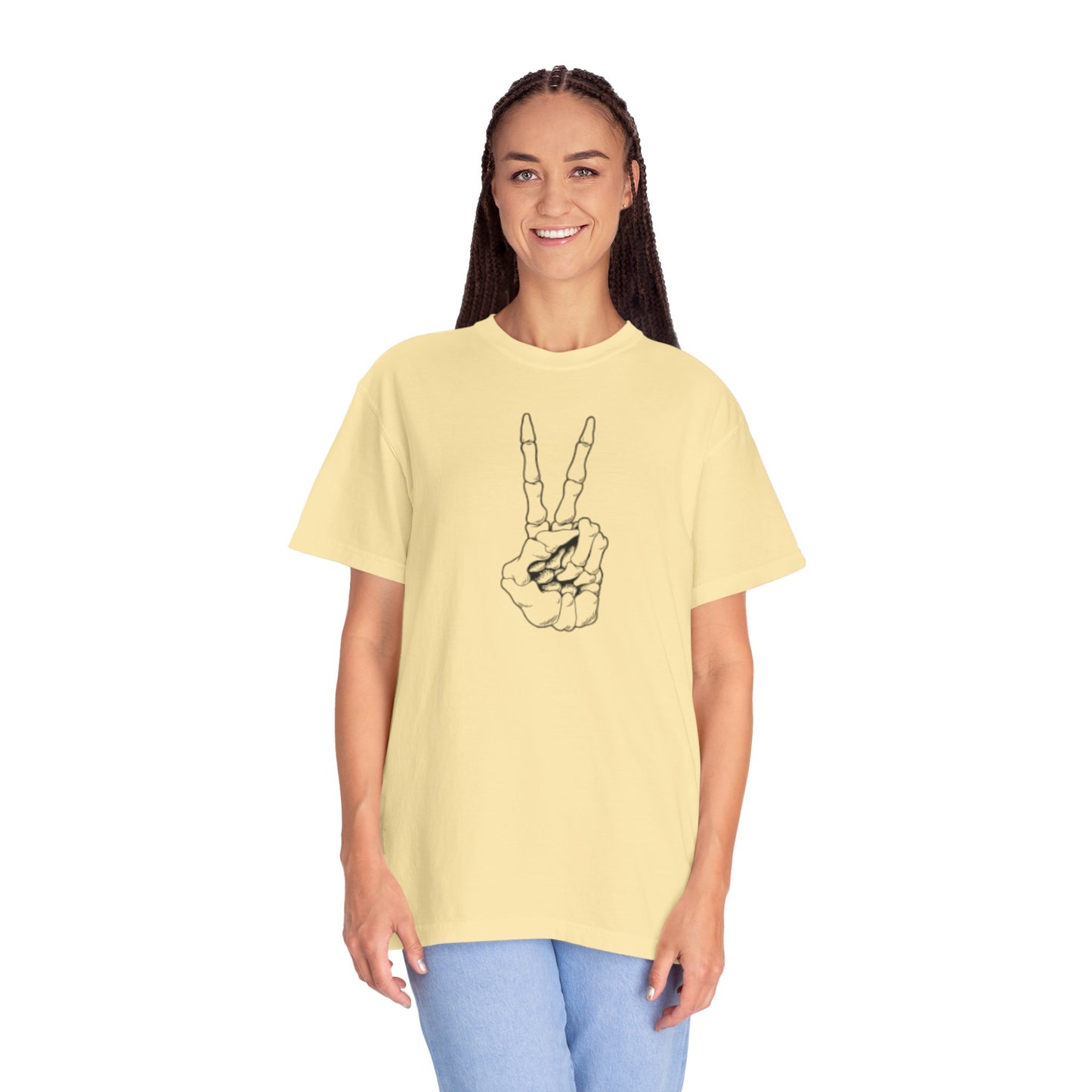 Peace To Death Unisex Garment-Dyed T-Shirt, Soft Graphic Tee for Casual Wear, Perfect for Earth Day, Music Festivals, and Relaxed Outings