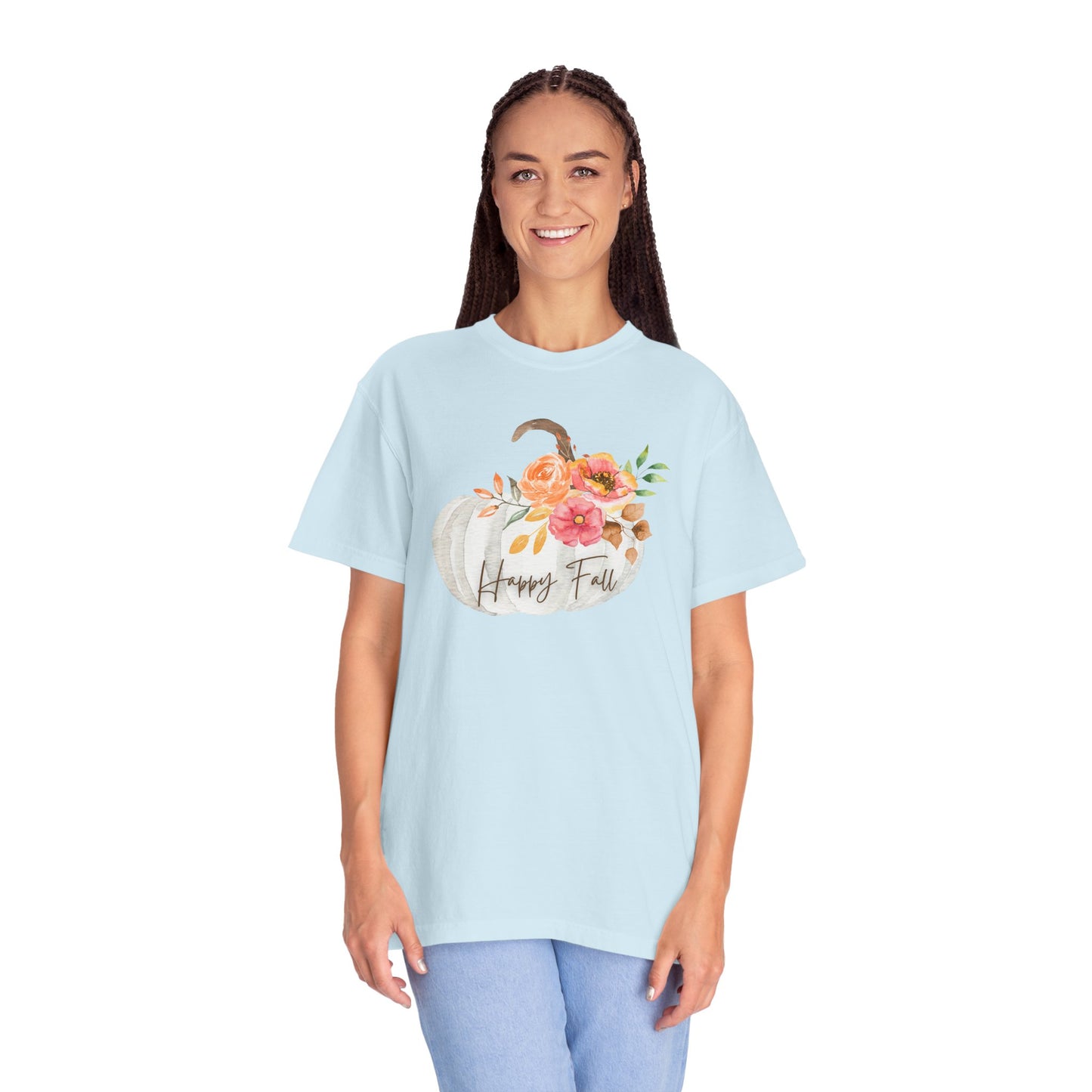 Happy Fall Pumpkin T-Shirt | Unisex Garment-Dyed Tee for Autumn, Thanksgiving, Fall Fashion, Pumpkin Lovers, Seasonal Style