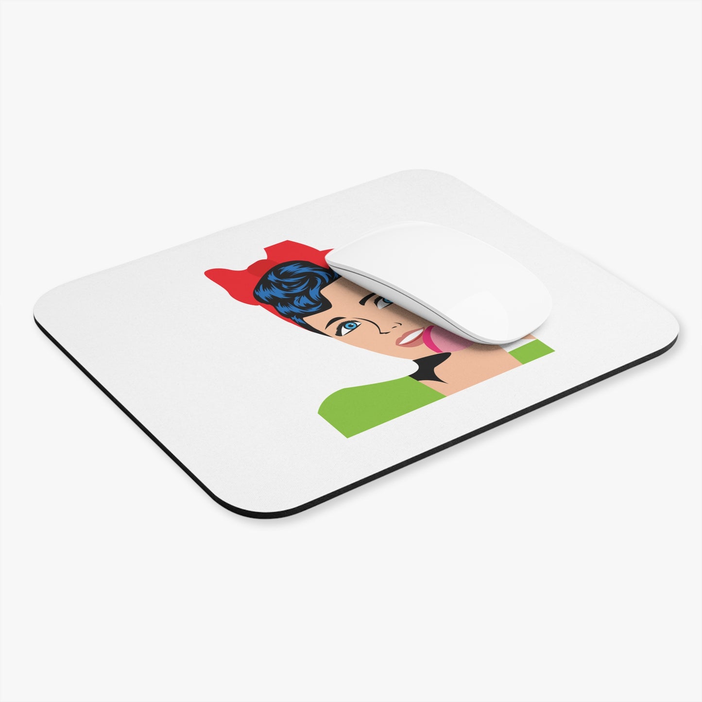 Vintage Glamour Mouse Pad – Retro Lady with Phone Design