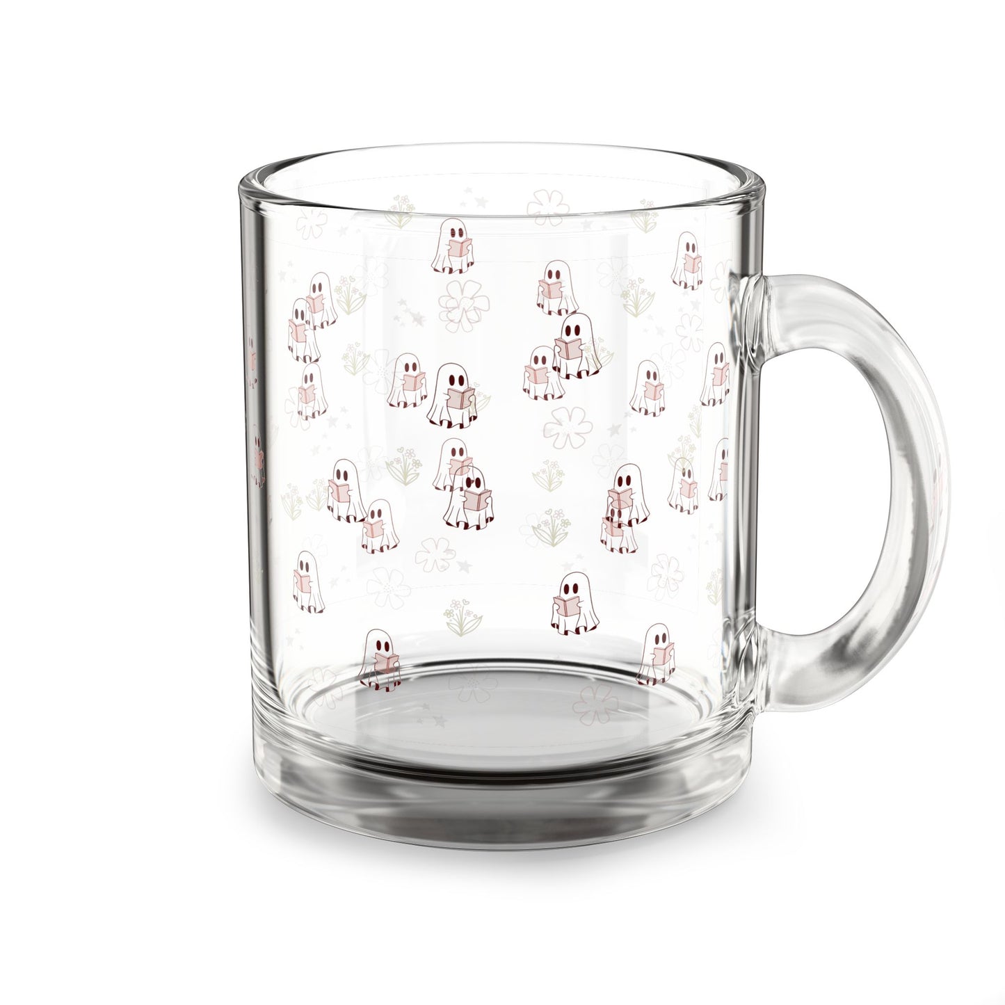 Cute Ghost Glass Mug 10oz, Halloween Coffee Cup, Spooky Drinkware, Gift for Ghost Lovers, Kawaii Kitchen Accessory