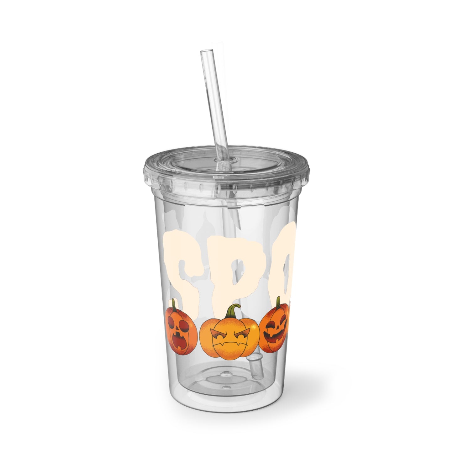 Halloween Pumpkin Acrylic Cup, Spooky Drinkware, Fall Decor, Holiday Gift, Reusable Tumbler with Straw, Autumn Bash Essential