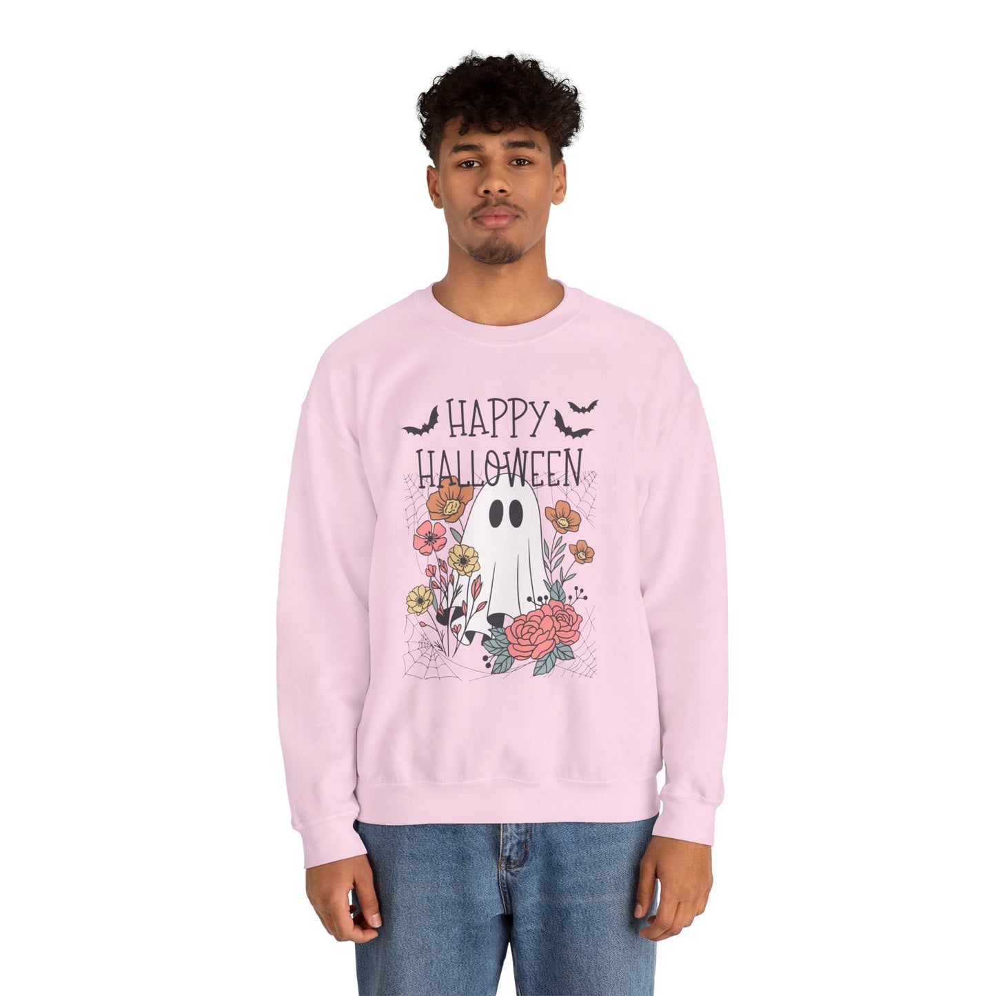 Happy Halloween Ghost Sweatshirt, Unisex Crewneck, Cozy Fall Apparel, Perfect Halloween Gift, Autumn Fashion, Spooky Season