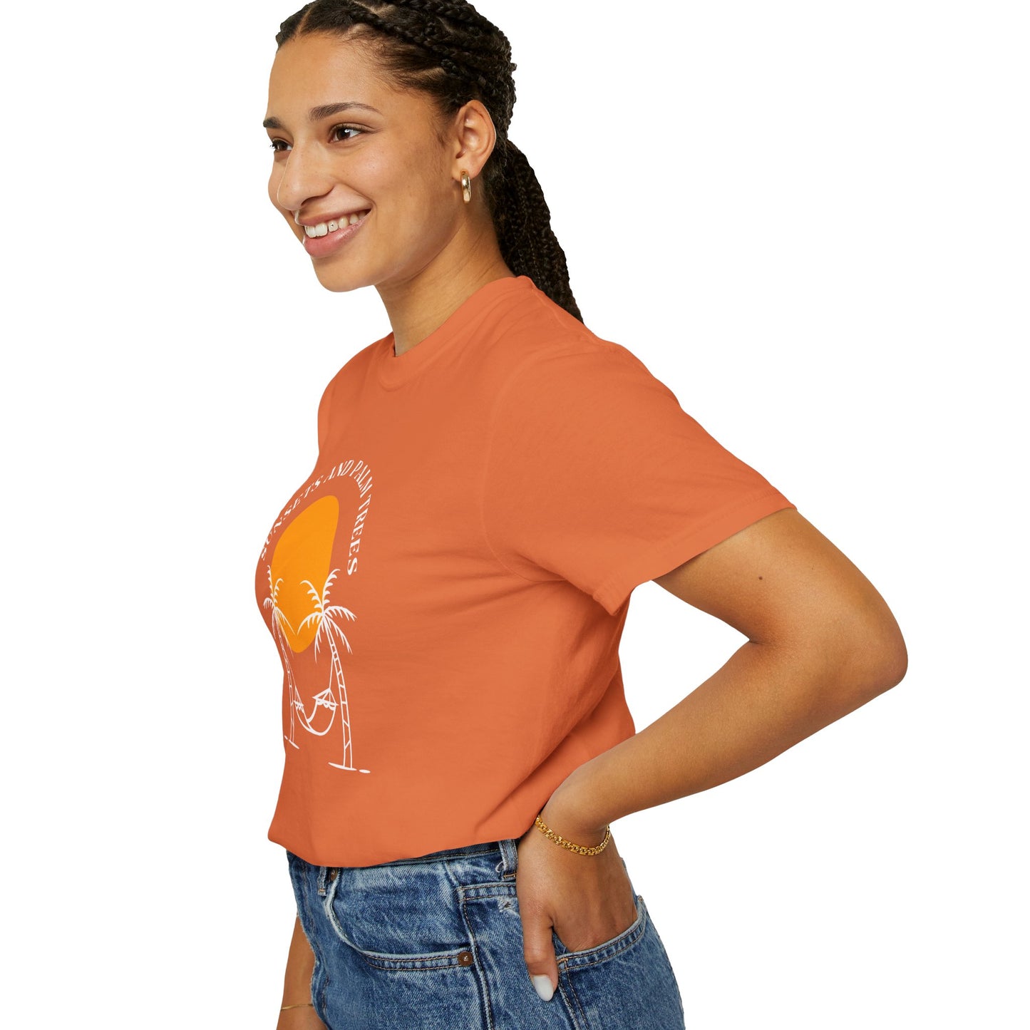 Sunset and Palm Trees T-shirt, Unisex Relaxed Tee, Summer Vibes Shirt, Vacation Attire, Beach Lover Gift, Casual Wear