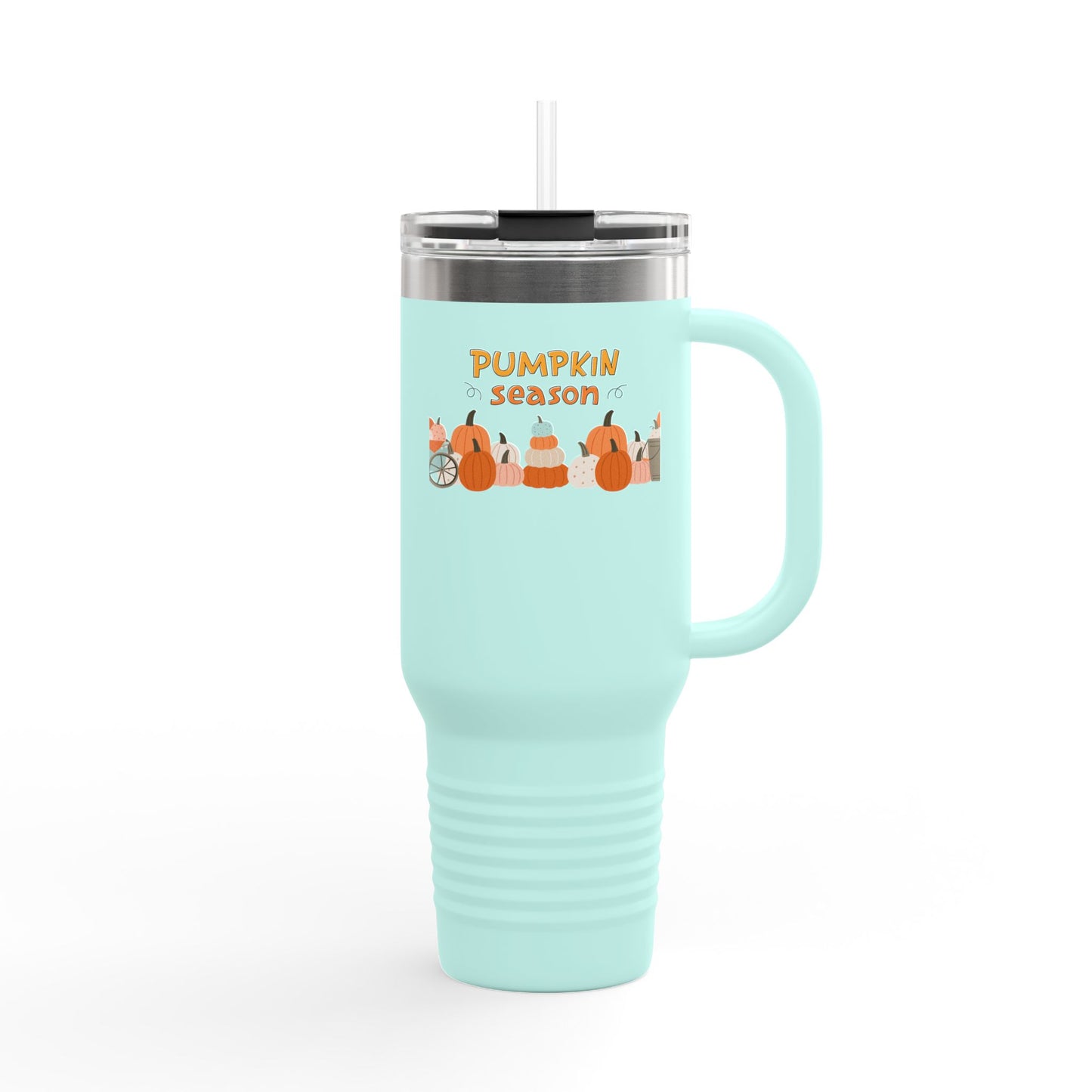 Pumpkin Season Insulated Travel Mug, Fall Coffee Cup, Autumn Beverage Tumbler, Cute Halloween Gift, Eco-Friendly Travel Accessory