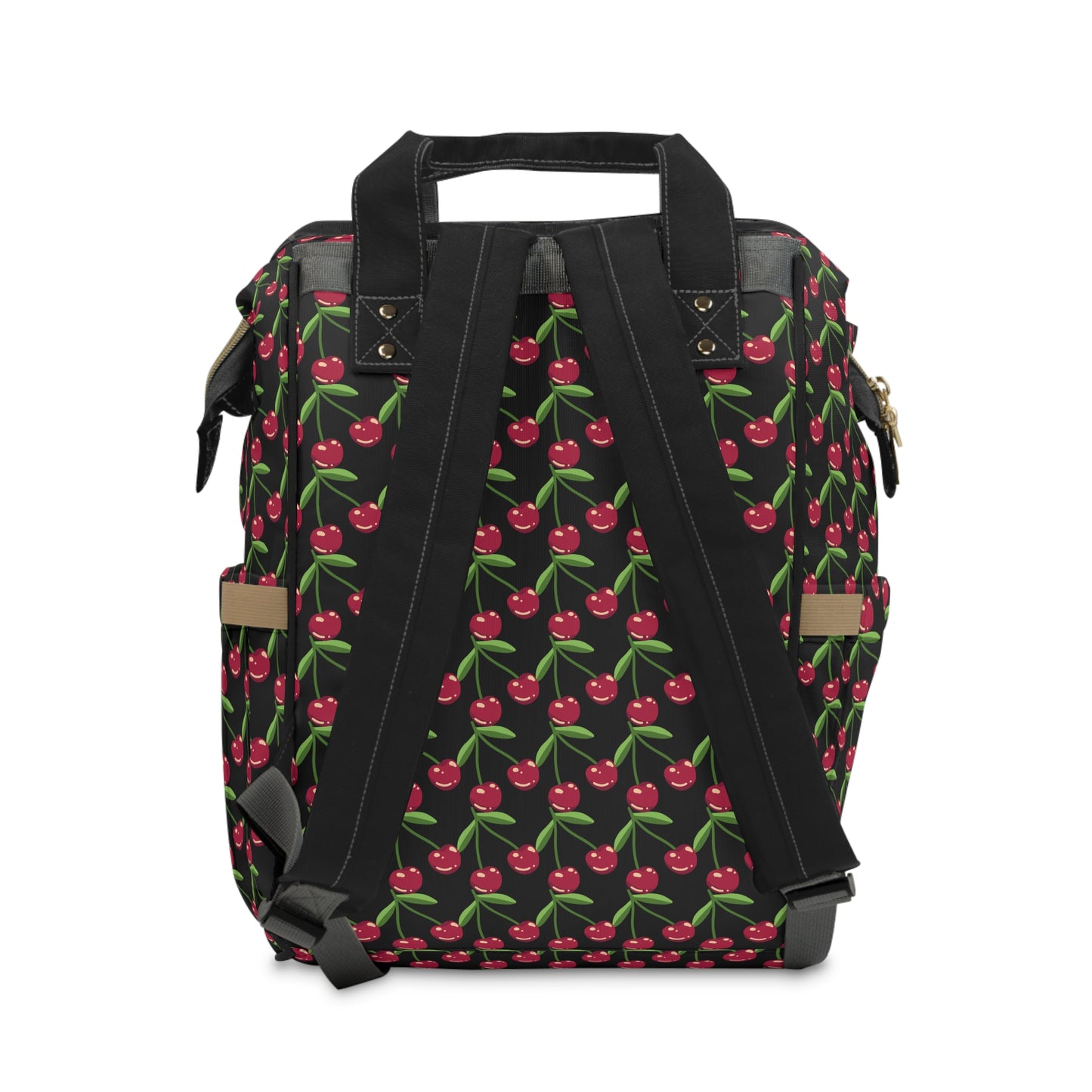 Cherry Pattern Multifunctional Backpack, Stylish Baby Bag, Functional Maternity Backpack, Trendy Diaper Bag for Moms, Chic Baby Gear