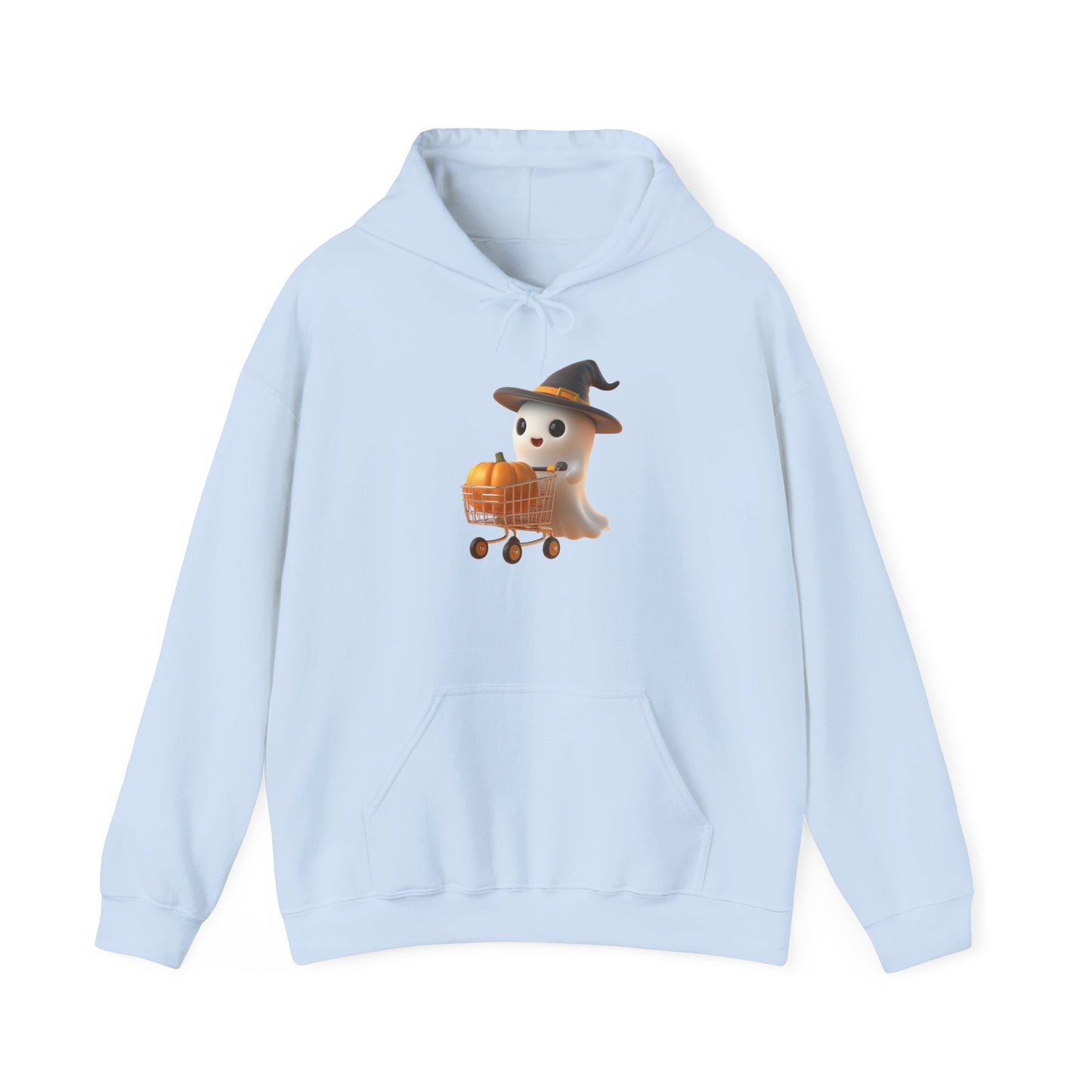 Friendly Ghost Shopper Halloween Hoodie, Unisex Pullover Sweatshirt for Fall, Cozy Halloween Sweatshirt, Ghost Lovers Gift, Spooky Season Apparel