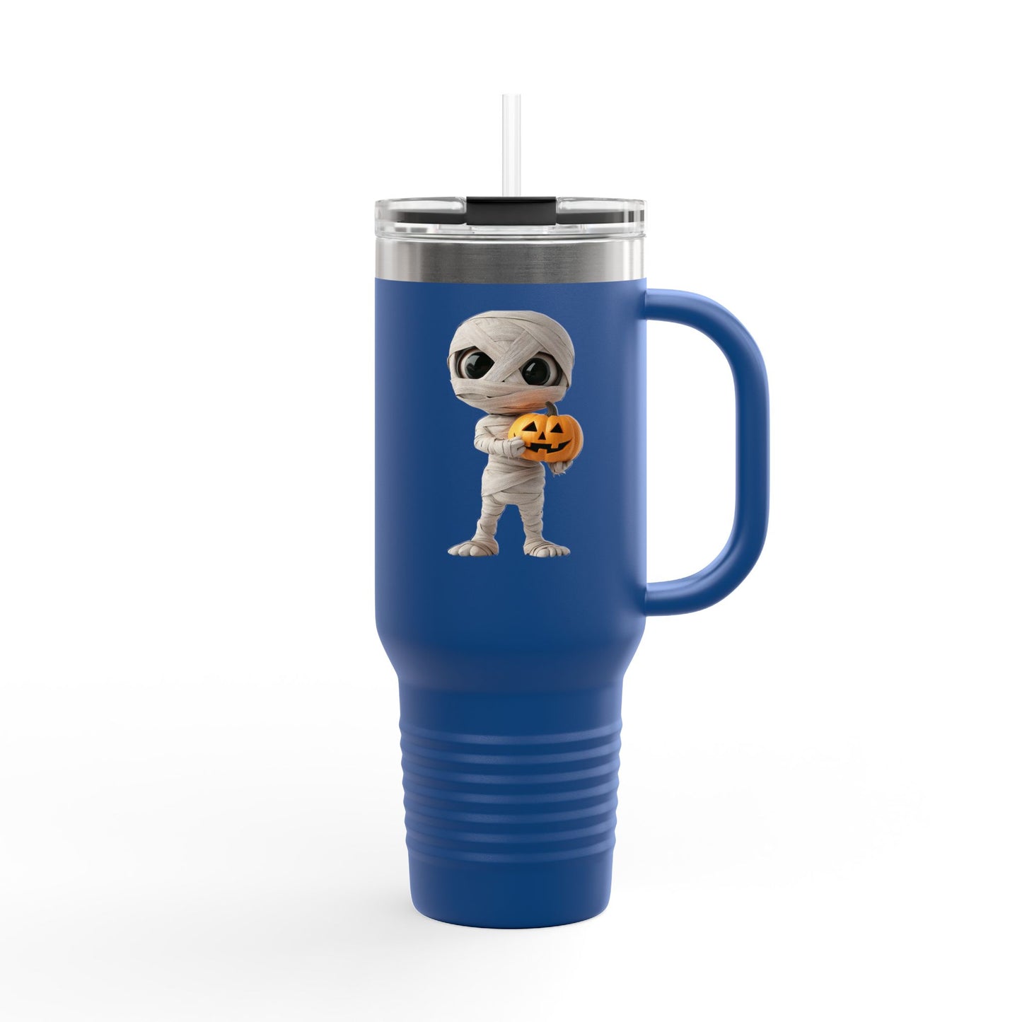 Halloween Mummy Pumpkin Insulated Travel Mug, 40oz | Whimsical Mummy Design, Perfect for Fall, Gifts, Trick-or-Treat, Coffee Lovers, Eco-Friendly