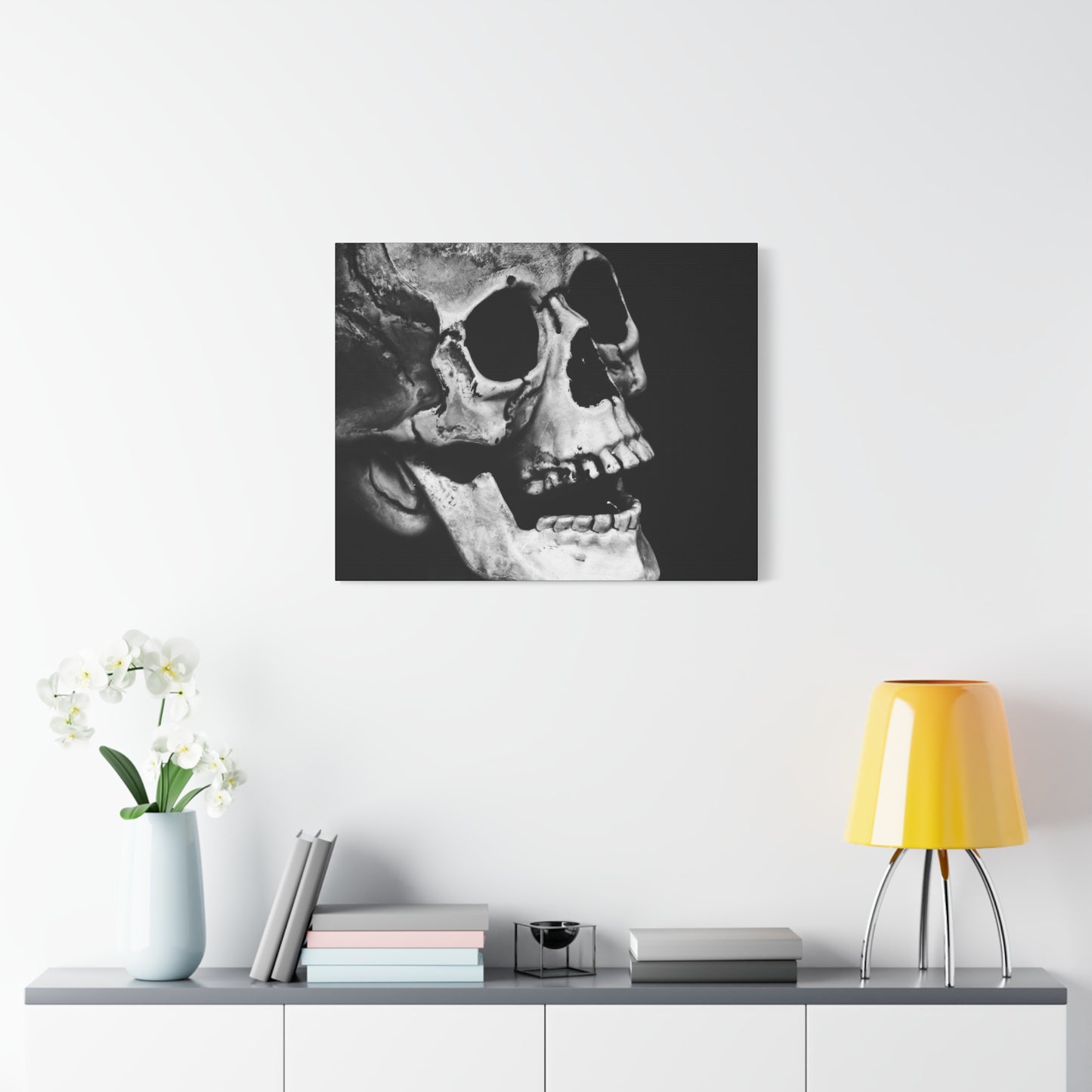 Black Skull Matte Canvas Art, Gothic Wall Decor, Halloween Decoration, Unique Home Aesthetic, Edgy Interior Design