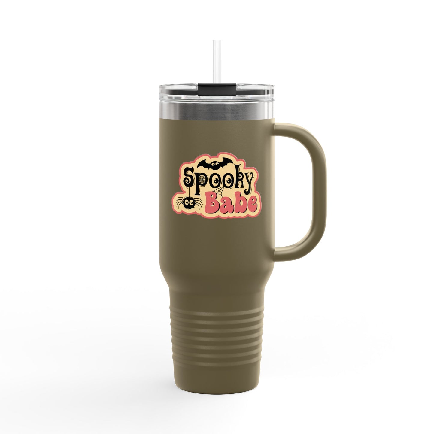 HalloweenSpooky Babe Insulated Travel Mug - 40oz, Funny Gift for Coffee Lovers, Halloween Party Mug, Fall Drinkware, Reusable Travel Cup