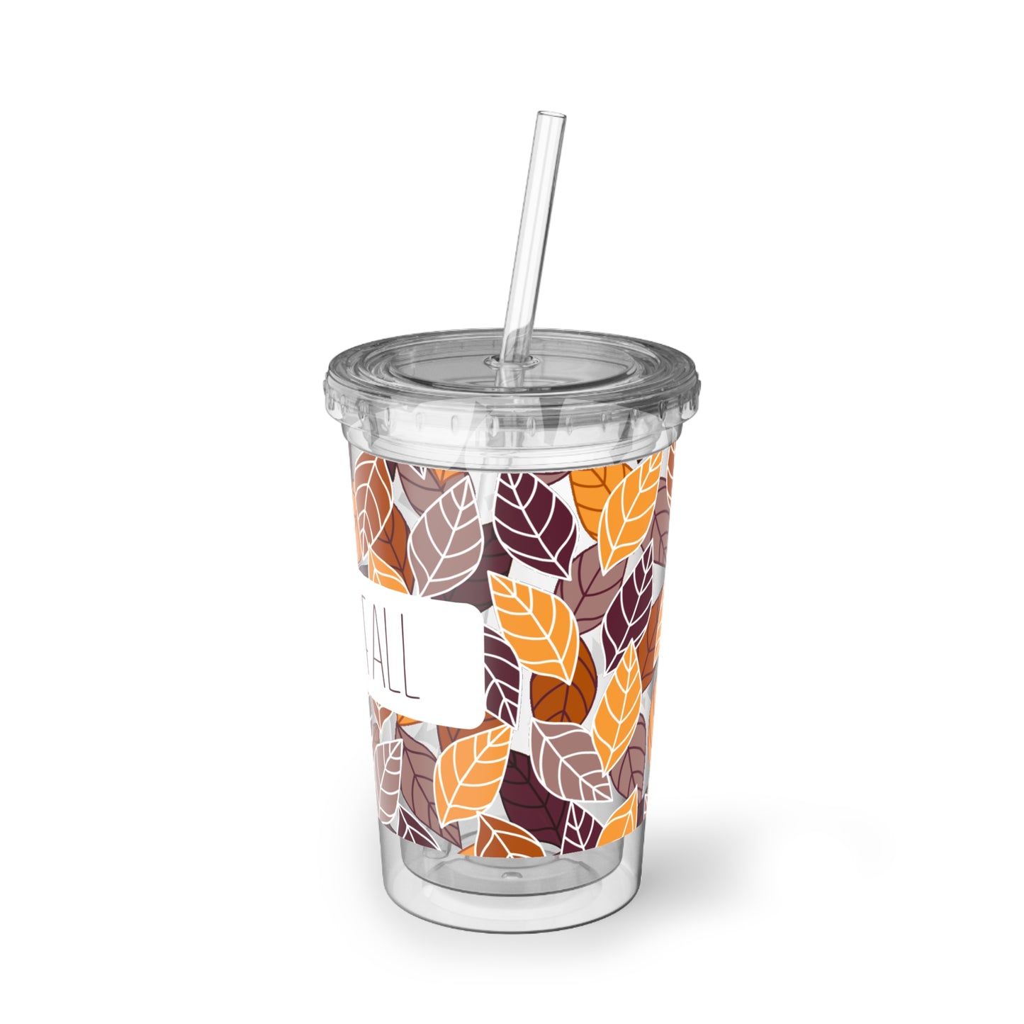 Fall Leaf Acrylic Cup with Straw, Seasonal Drinkware, Hello Fall Tumbler, Coffee and Tea Cup, Autumnal Gift, Customizable Cup