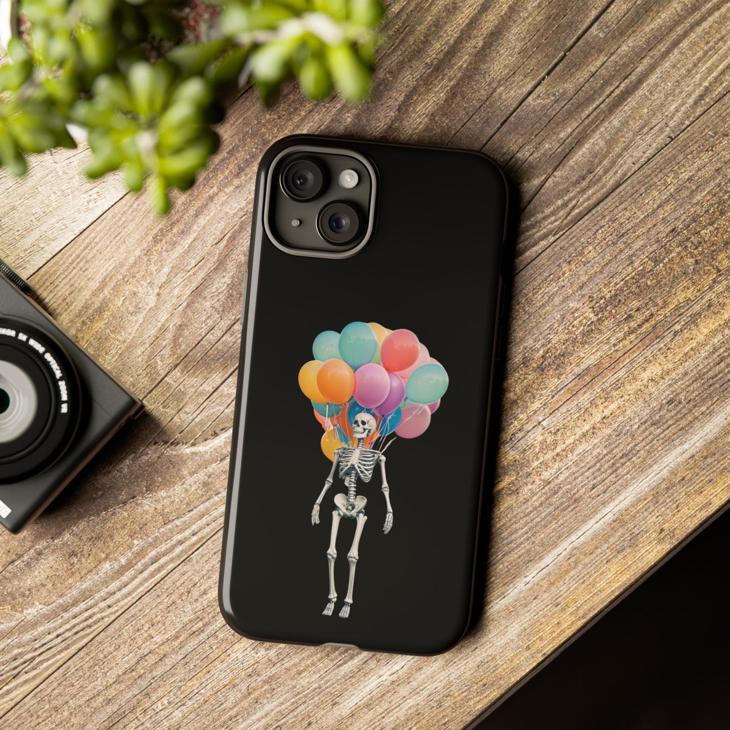 Skeleton Balloon Phone Case, Fun Halloween Gift, Unique Skeleton Design, Cute Phone Cover, Spooky Decor