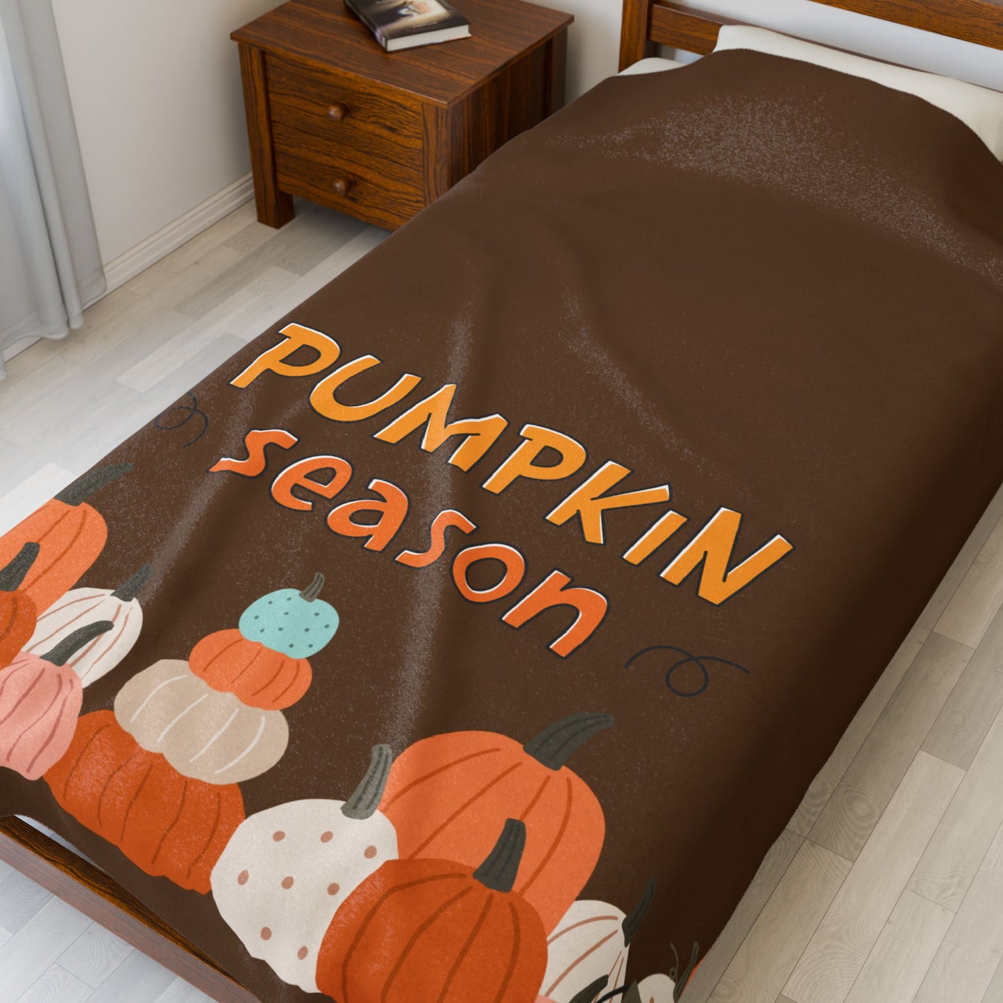 Cozy Pumpkin Season Plush Blanket | Fall Decor, Autumn Gift, Halloween Throw, Home Comfort, Seasonal Snuggles