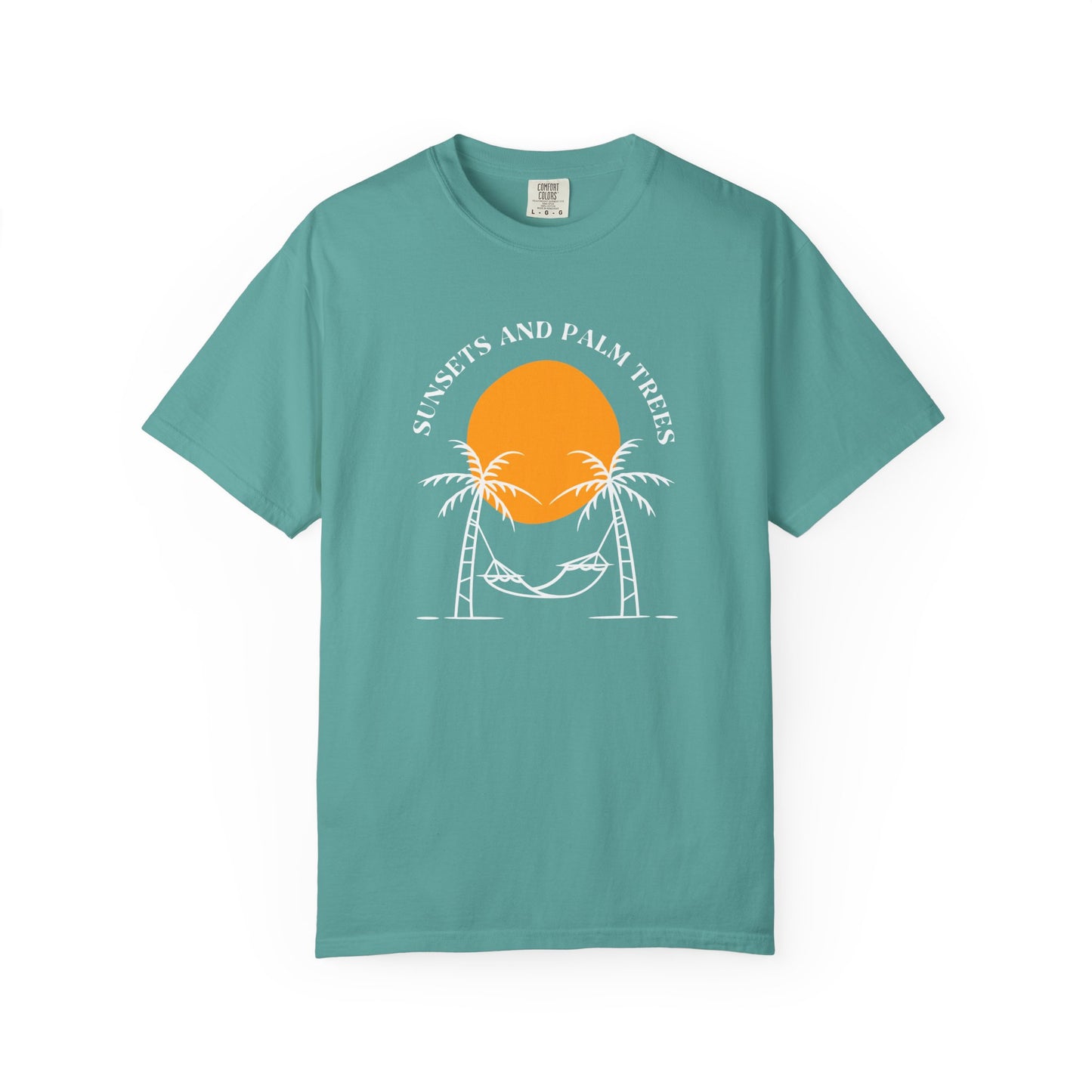 Sunset and Palm Trees T-shirt, Unisex Relaxed Tee, Summer Vibes Shirt, Vacation Attire, Beach Lover Gift, Casual Wear
