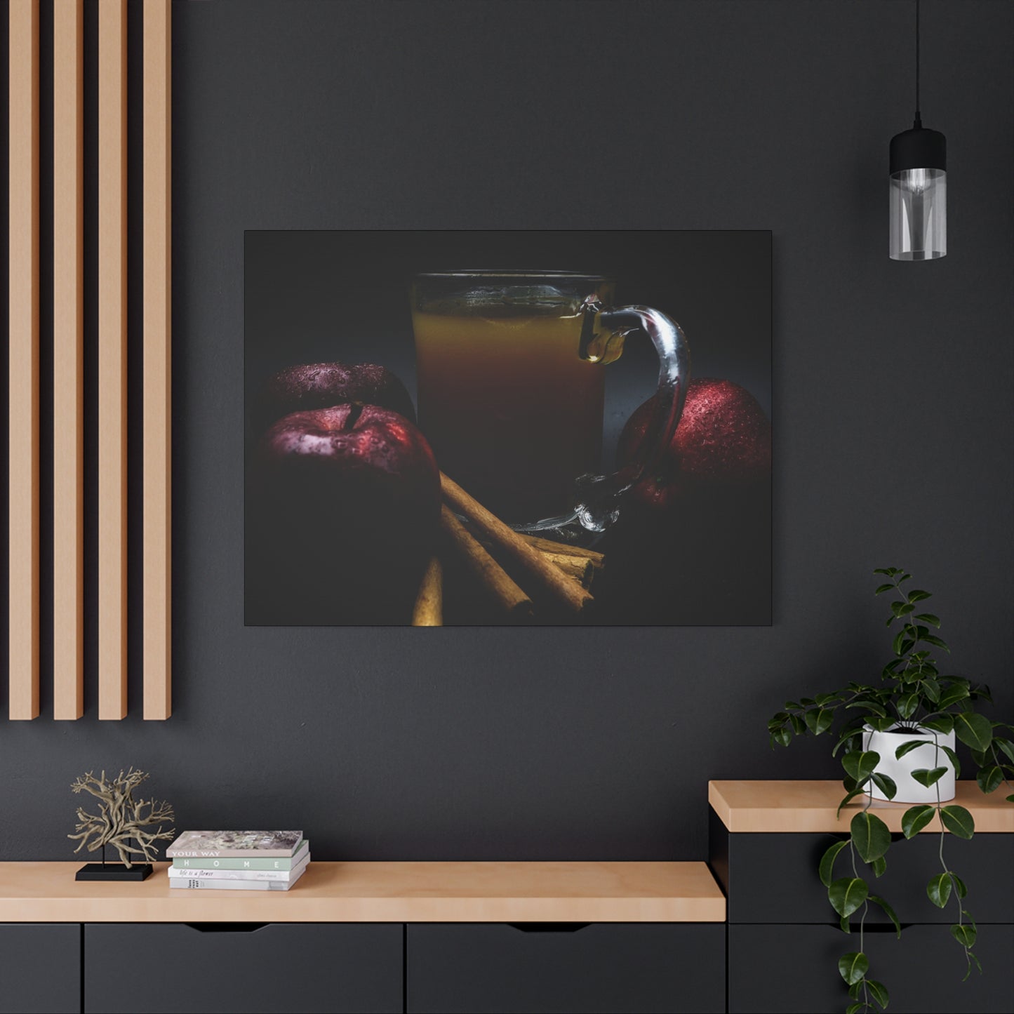 Warm Autumn Vibes Canvas Print, Cozy Home Decor, Gift for Fall Lovers, Harvest Wall Art, Cinnamon Apple Design