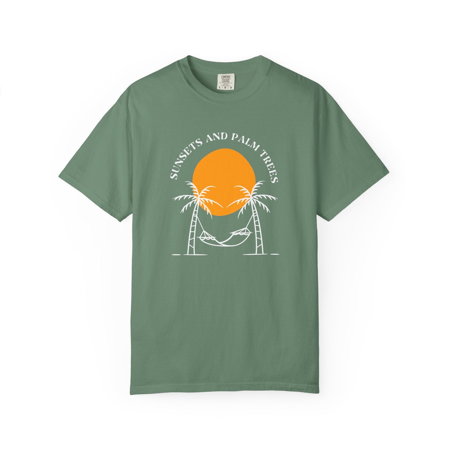 Sunset and Palm Trees T-shirt, Unisex Relaxed Tee, Summer Vibes Shirt, Vacation Attire, Beach Lover Gift, Casual Wear