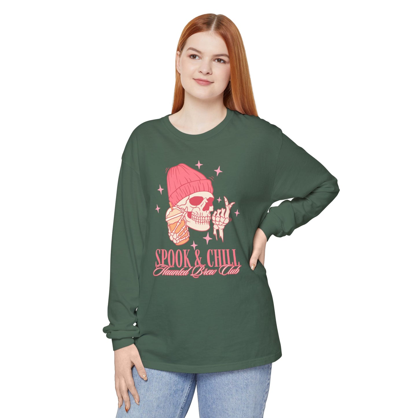 Spook & Chill Long Sleeve T-Shirt, Cozy Fall Fashion, Unisex Graphic Tee, Halloween Outfit, Trendy Gift for Friends