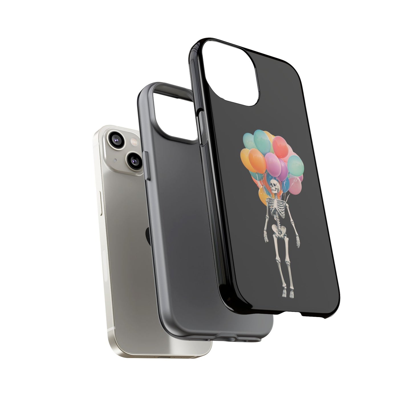 Skeleton Balloon Phone Case, Fun Halloween Gift, Unique Skeleton Design, Cute Phone Cover, Spooky Decor