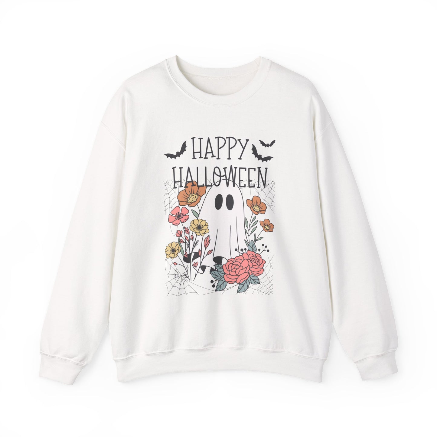 Happy Halloween Ghost Sweatshirt, Unisex Crewneck, Cozy Fall Apparel, Perfect Halloween Gift, Autumn Fashion, Spooky Season