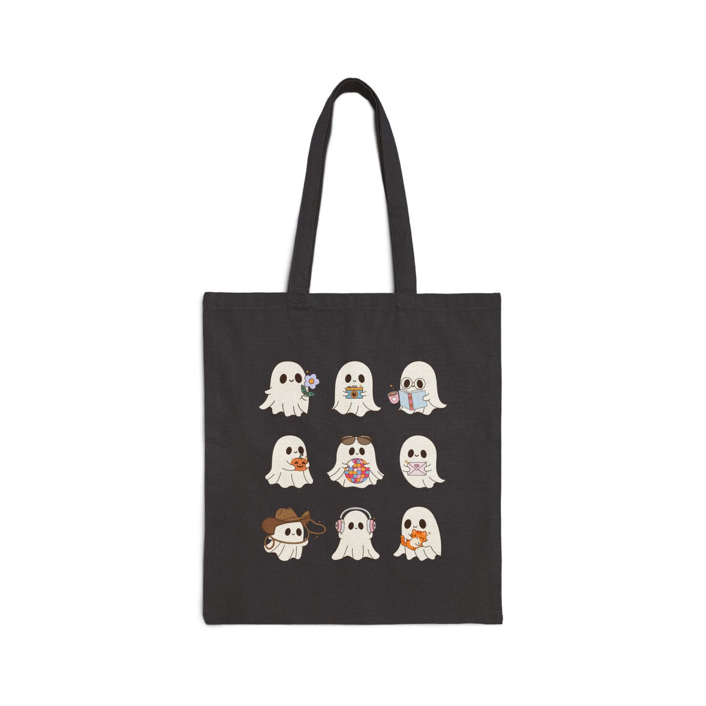 Cute Ghosts Cotton Canvas Tote Bag, Eco-Friendly Shopping Bag, Halloween Tote, Gift for Ghost Lovers, Cute Tote Bag