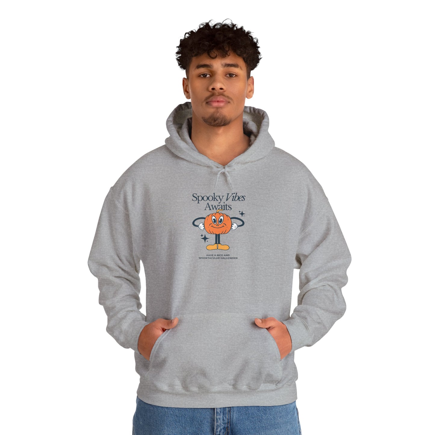 Spooky Vibes Unisex Hooded Sweatshirt, Halloween Apparel, Cozy Hoodie, Pumpkin Sweatshirt, Holiday Gift, Casual Wear