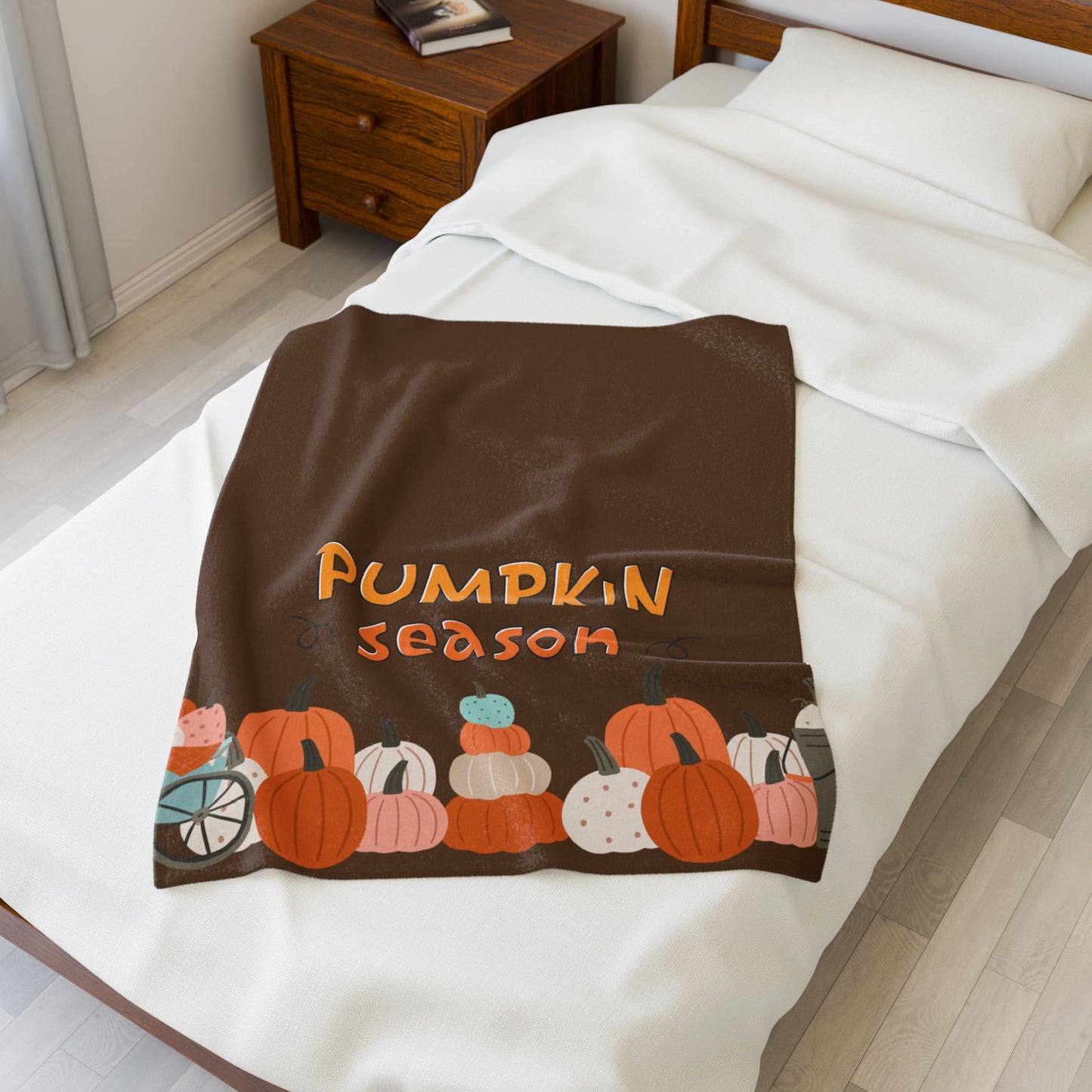 Cozy Pumpkin Season Plush Blanket | Fall Decor, Autumn Gift, Halloween Throw, Home Comfort, Seasonal Snuggles