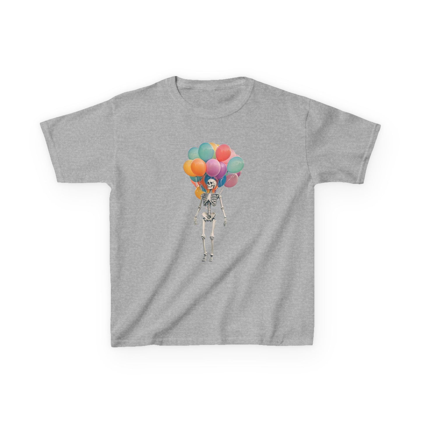Kids Skeleton Balloon Tee - Fun Halloween Shirt, Birthday Gift, Unique Kids Tee, Playful Cotton Shirt, Holiday Apparel, Cute Skeleton Design