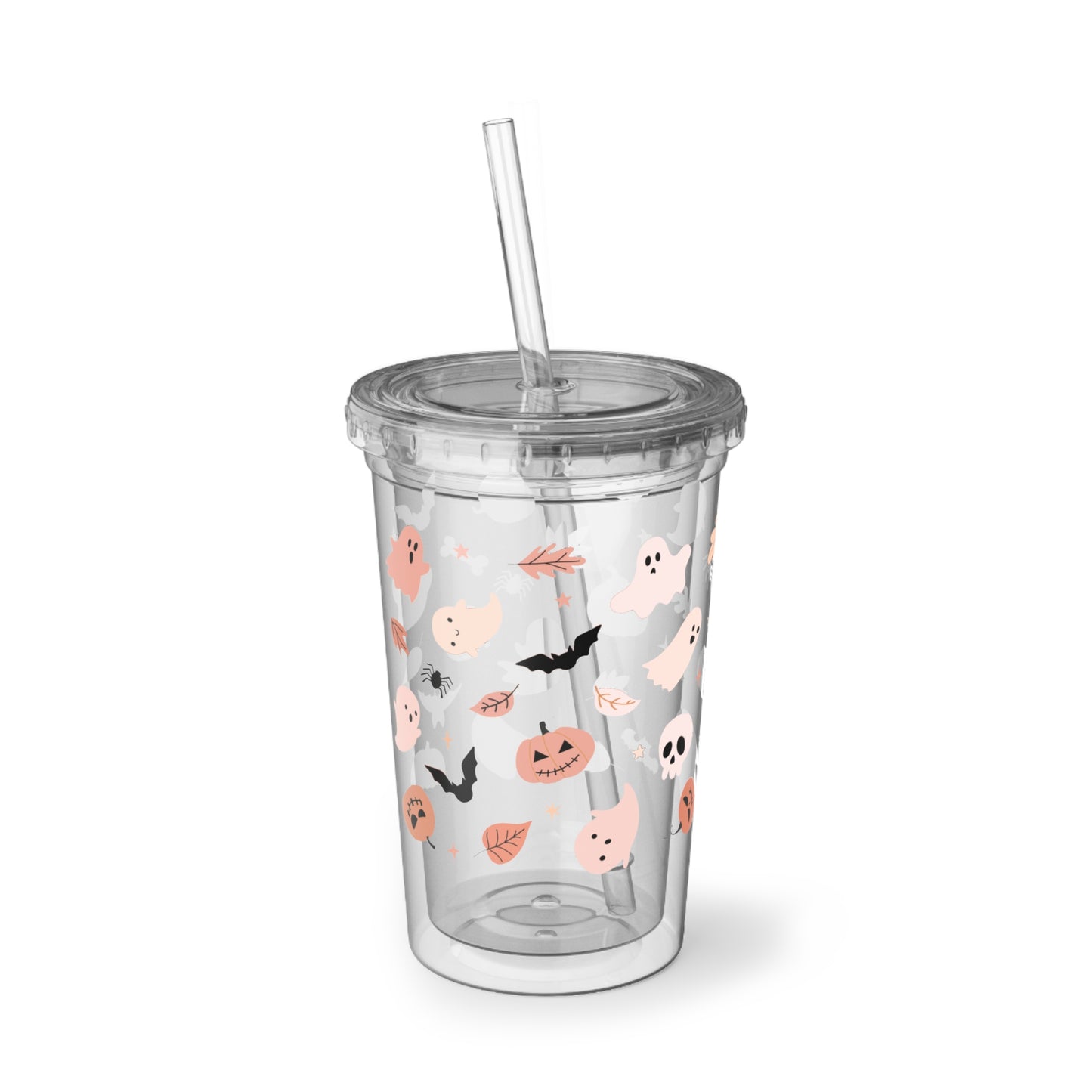 Halloween Ghost Acrylic Cup, Spooky Drinkware, Fall Beverage Tumbler, Cute Halloween Gifts, Reusable Travel Cup