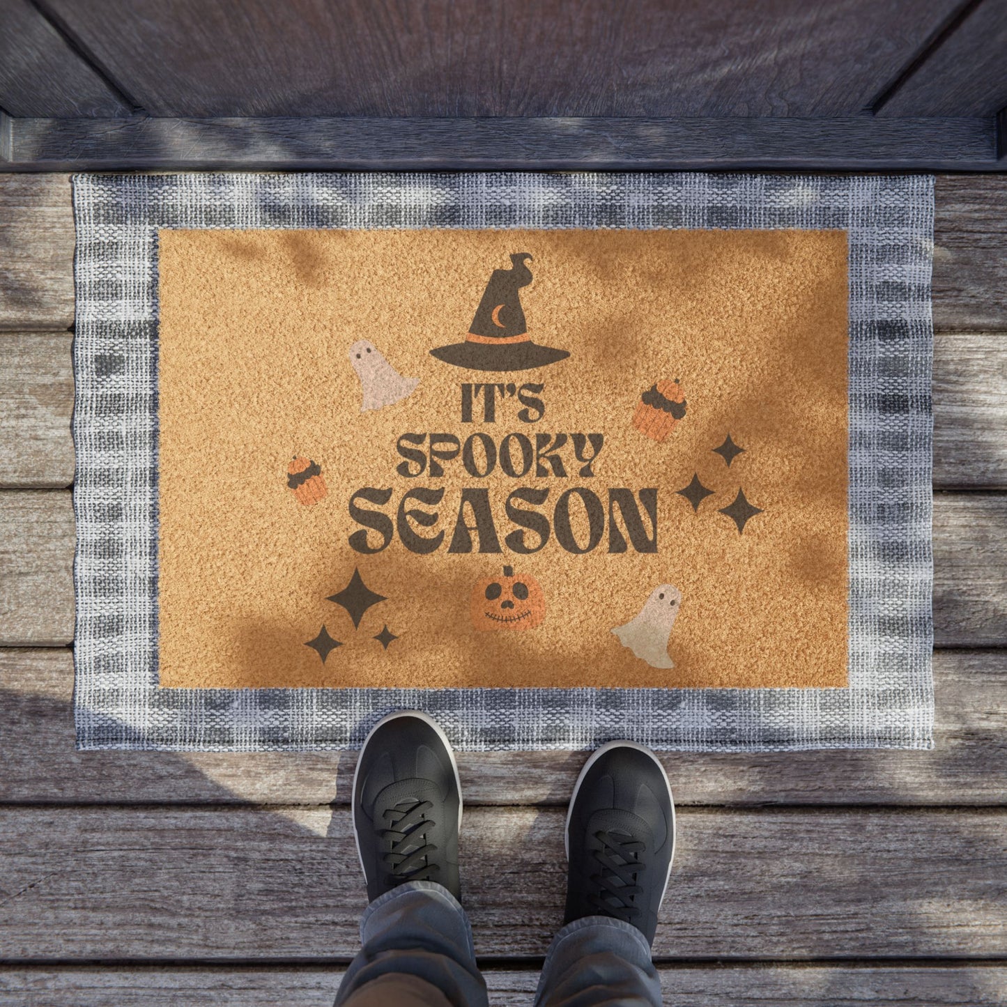 Halloween-Themed Doormat | It's Spooky Season Entrance Mat, Autumn Decor, Halloween Gift, Ghosts & Pumpkins Welcome Mat