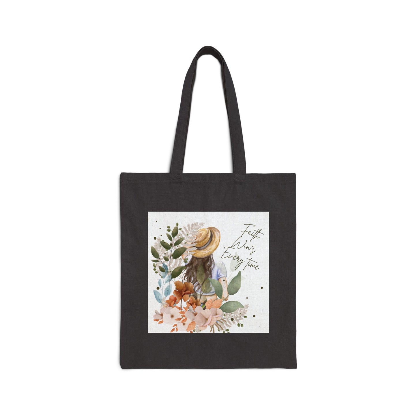 Floral Inspirational Cotton Canvas Tote Bag - Eco-Friendly, Reusable, Ideal for Everyday Use