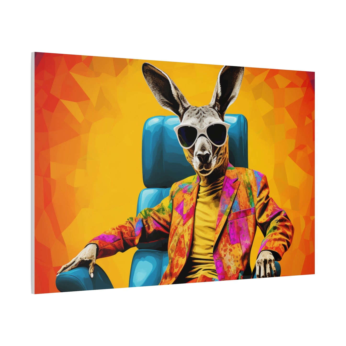 Colorful Kangaroo Wall Art - Retro Stretched Canvas