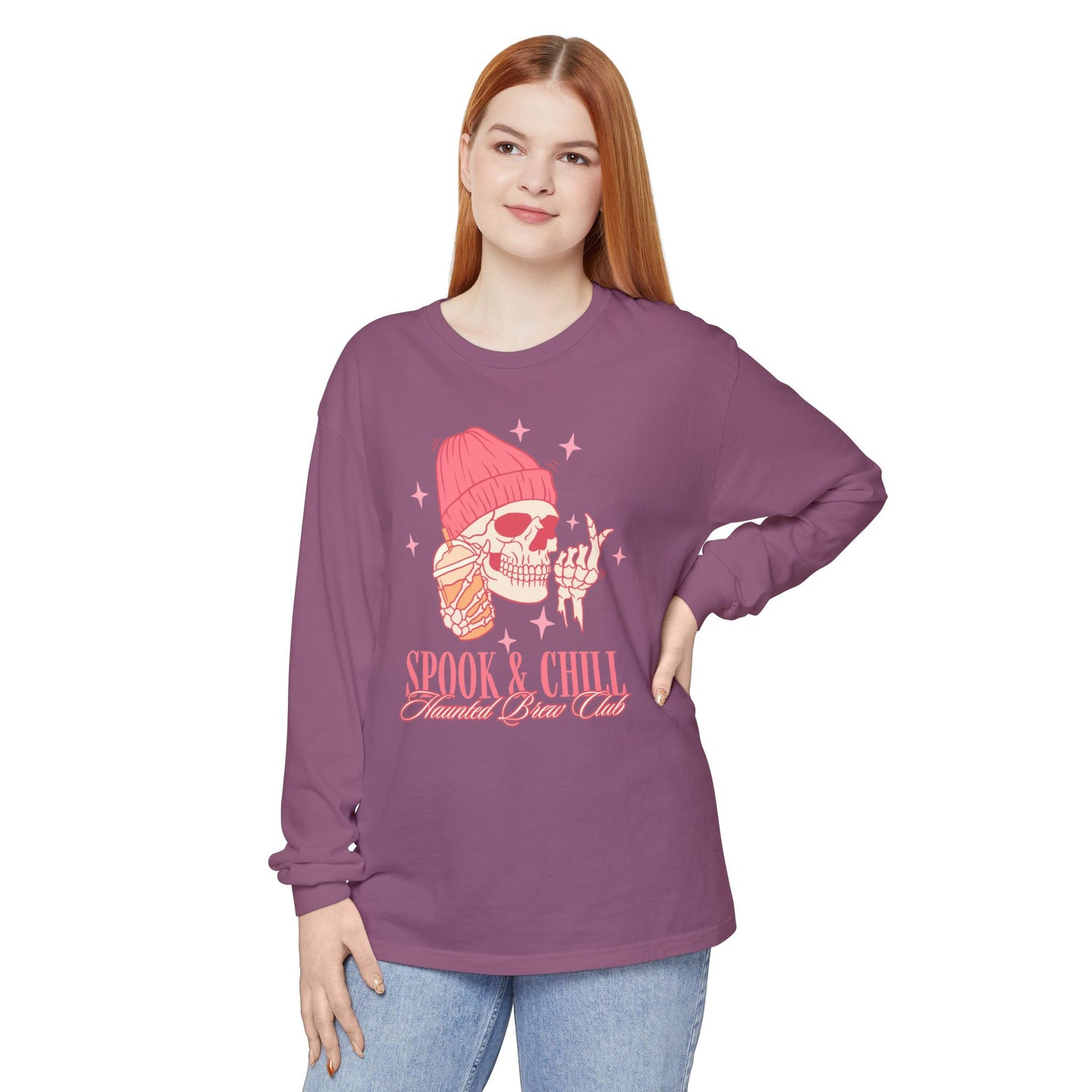 Spook & Chill Long Sleeve T-Shirt, Cozy Fall Fashion, Unisex Graphic Tee, Halloween Outfit, Trendy Gift for Friends