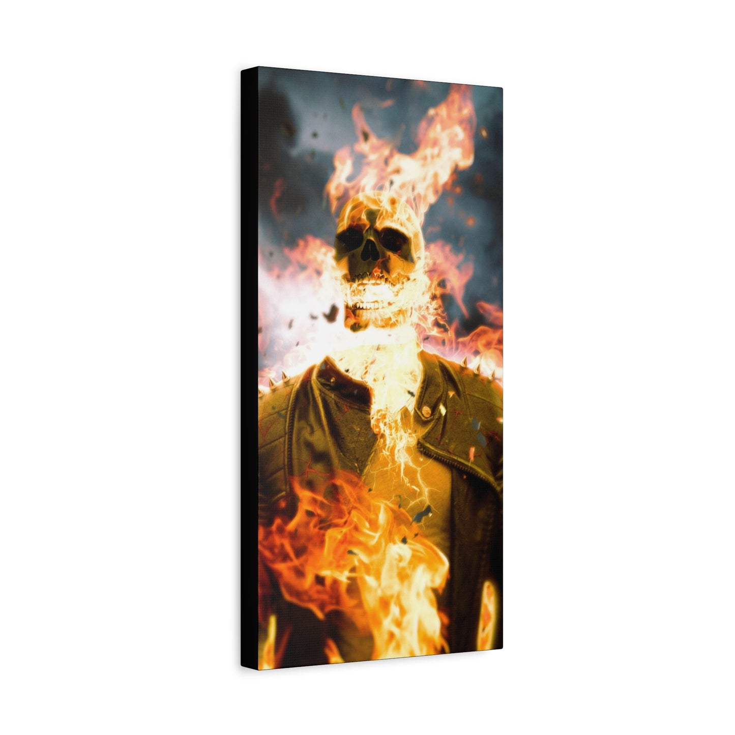 Canvas Wall Art - Flaming Ghost Rider Print, Perfect for Halloween Decor, Gift for Horror Fans, Unique Gift for Home